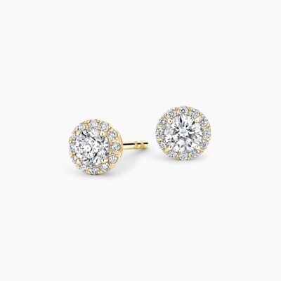 Alternative view of Halo 1 TCW Round Cut Lab Grown Diamond Earring 4-Prong Stud Diamond Earring