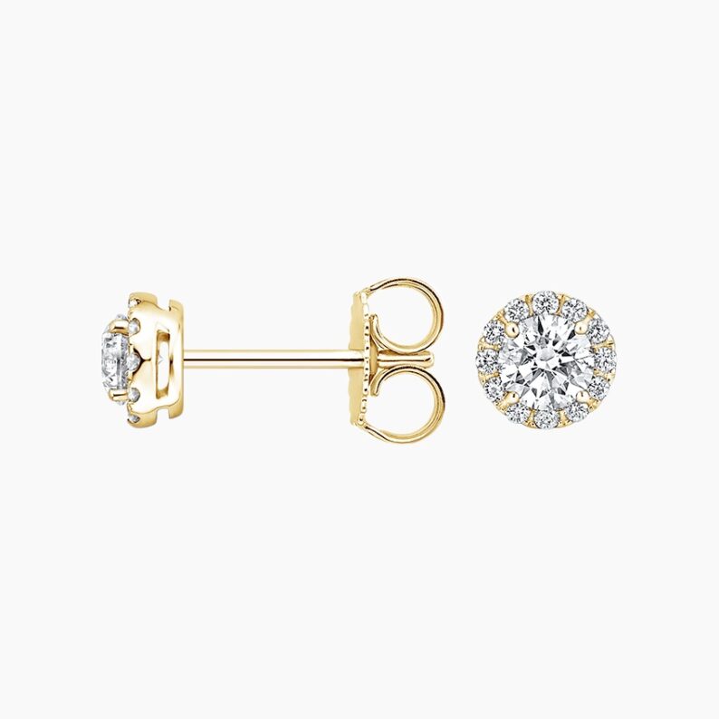 Halo 1 TCW Round Cut Lab Grown Diamond Earring 4-Prong Stud Diamond Earring - Image 3