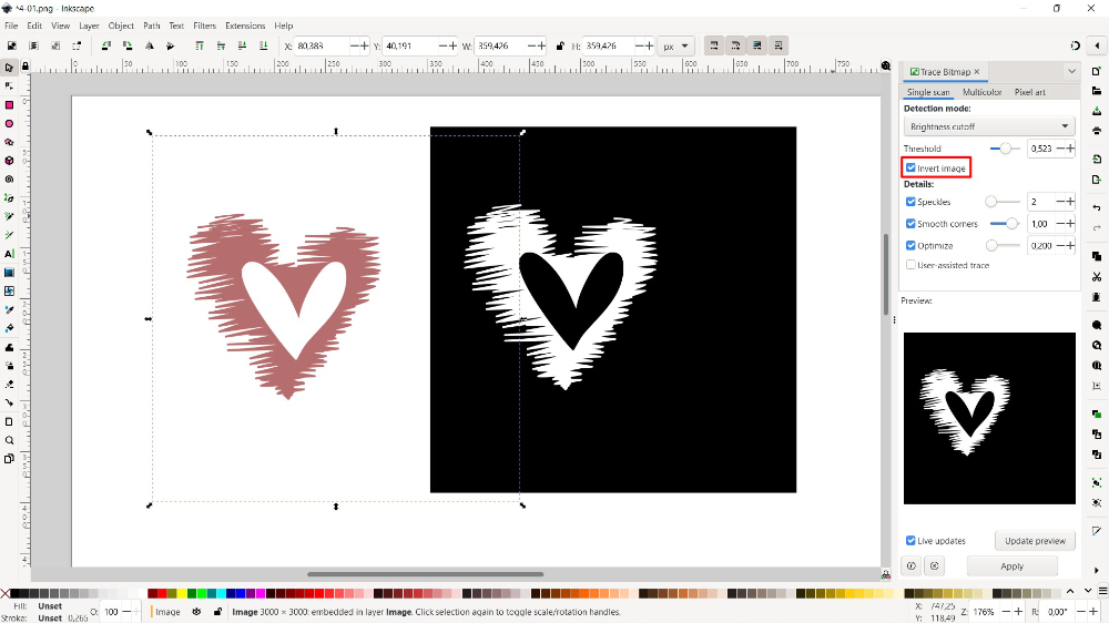 How to Trace in Inkscape Using Single Scan Design School