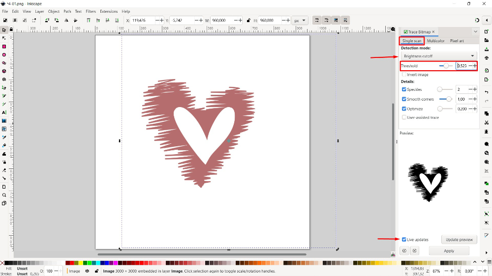 How to Trace in Inkscape Using Single Scan Design School
