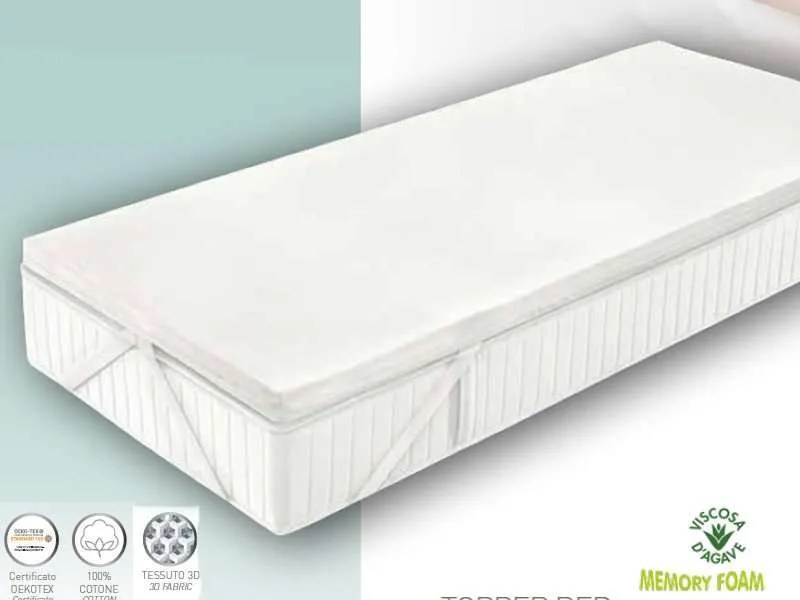 SOFF.IM Topper bed in memory foam Extra 5 cm Bianchi Casa