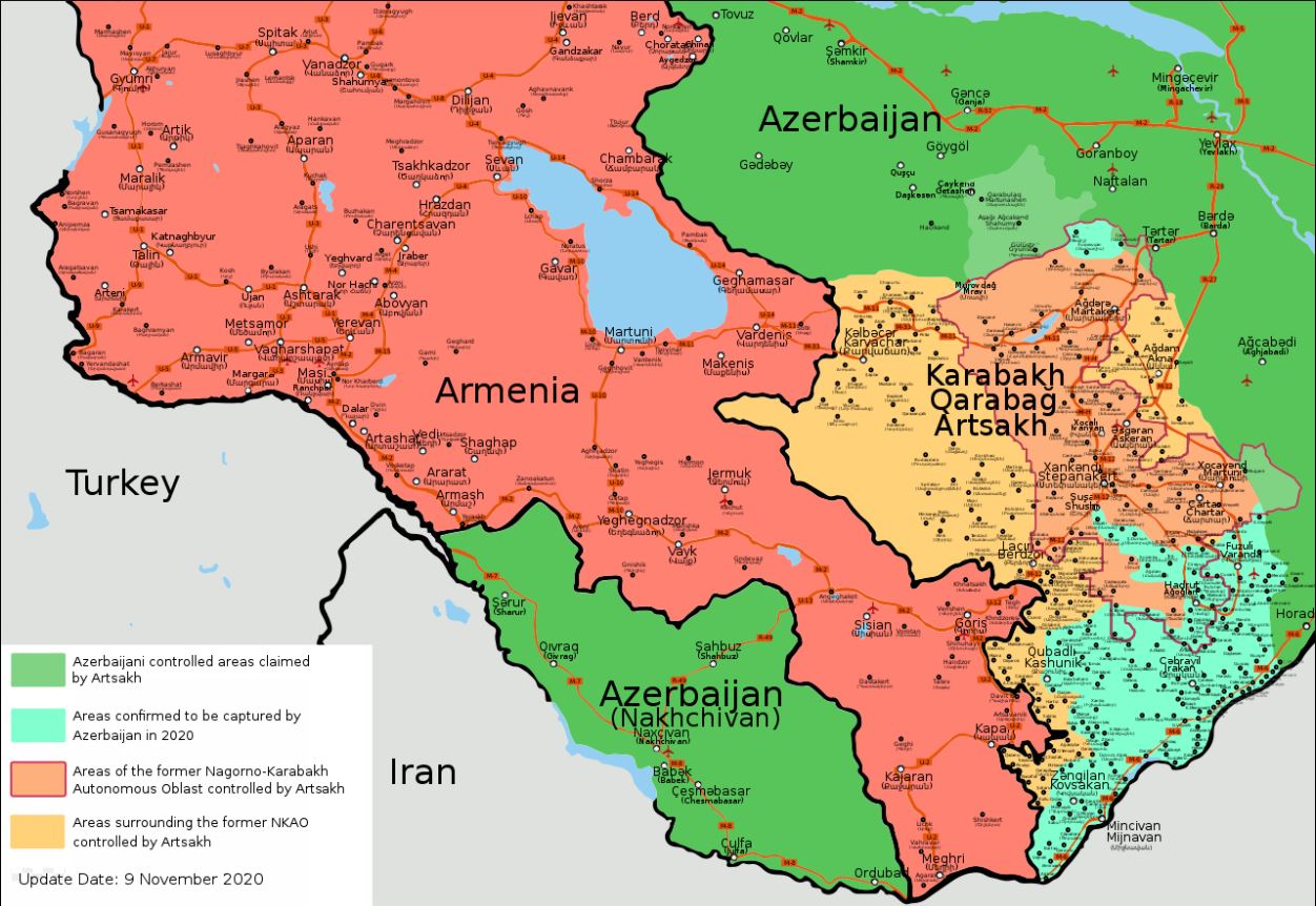 Armenia And Russia Map Russia deploying 'peacekeeping' forces to NagornoKarabakh after