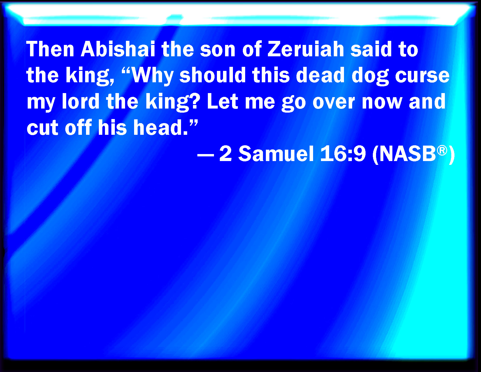 2 Samuel 169 Then said Abishai the son of Zeruiah to the king, Why