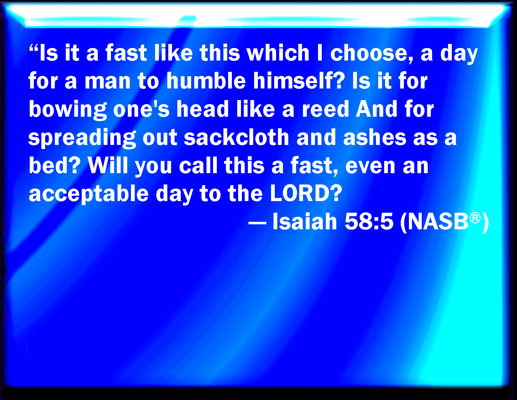 Isaiah 585 Is it such a fast that I have chosen? a day for a man to