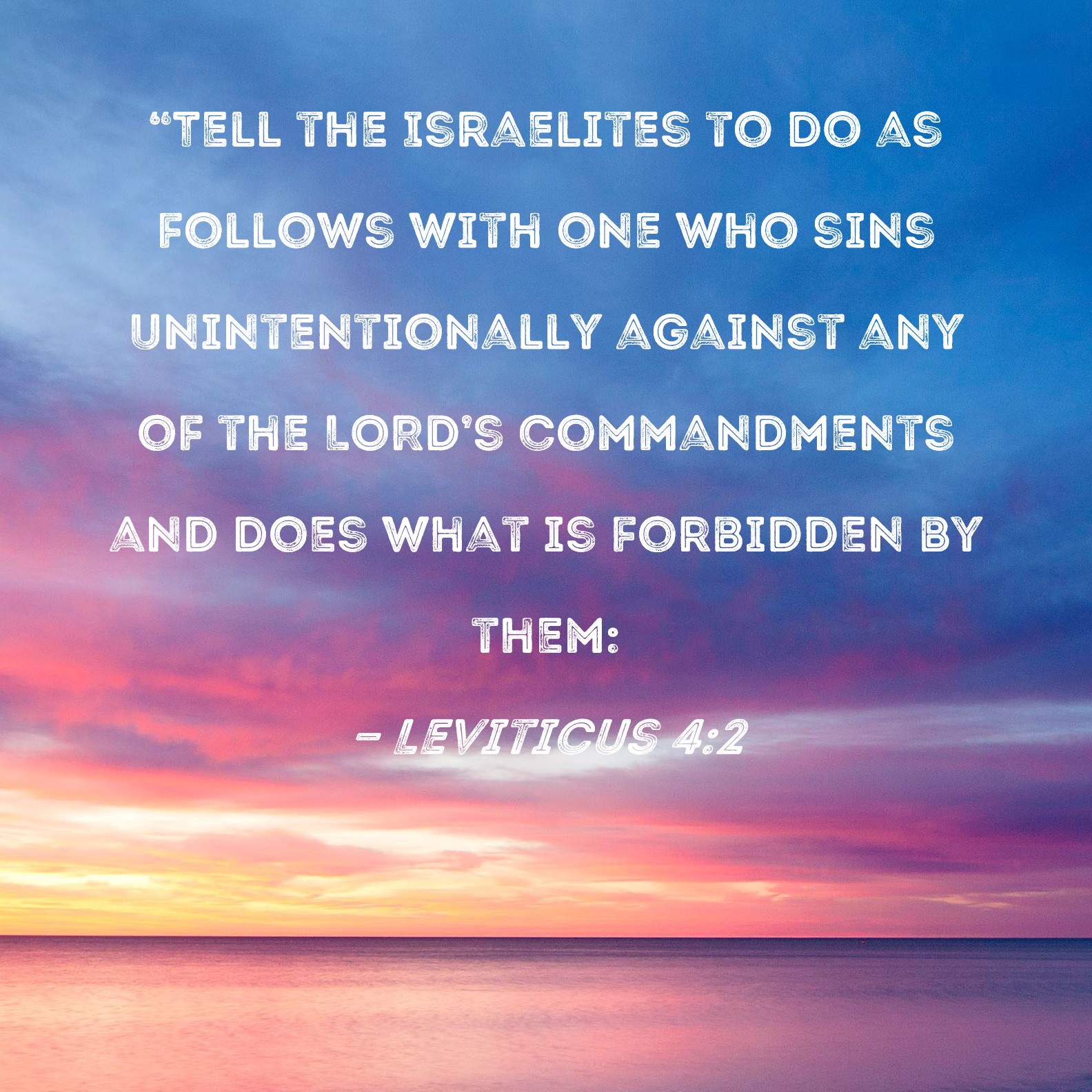 Leviticus 42 "Tell the Israelites to do as follows with one who sins