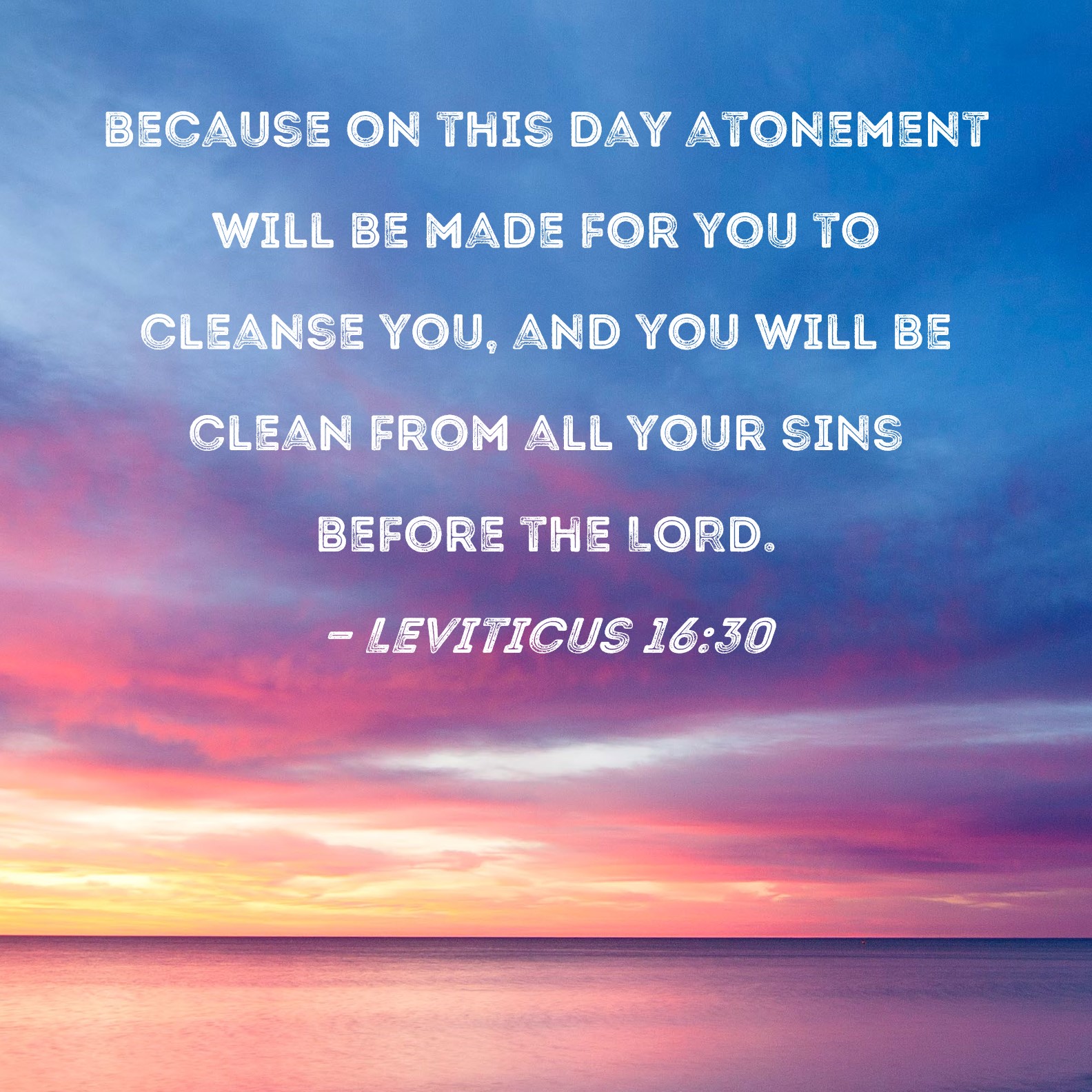 Leviticus 1630 because on this day atonement will be made for you to