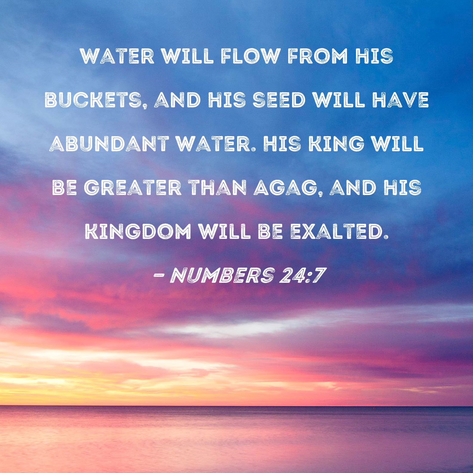 Numbers 247 Water will flow from his buckets, and his seed will have