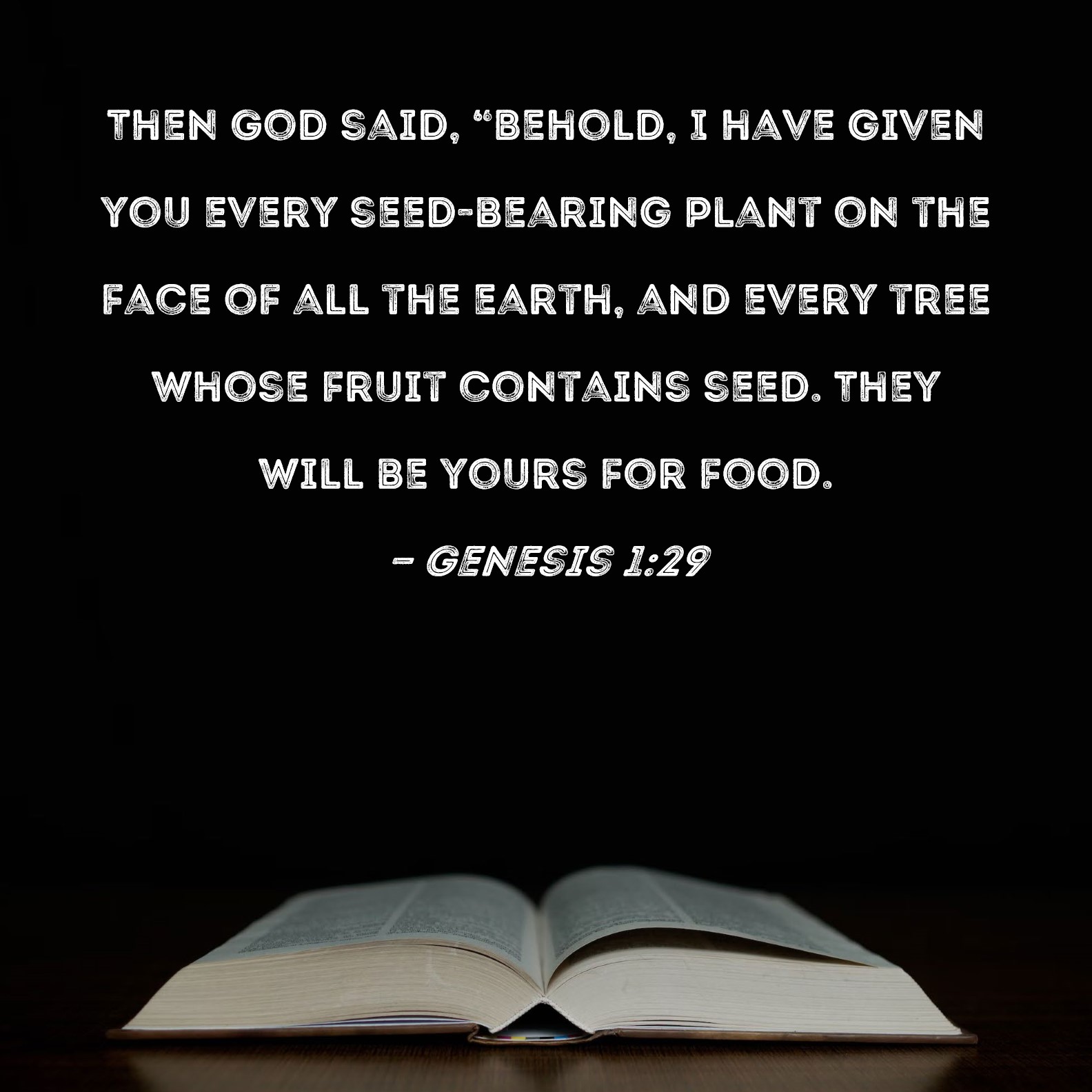 Genesis 129 Then God said, "Behold, I have given you every seed