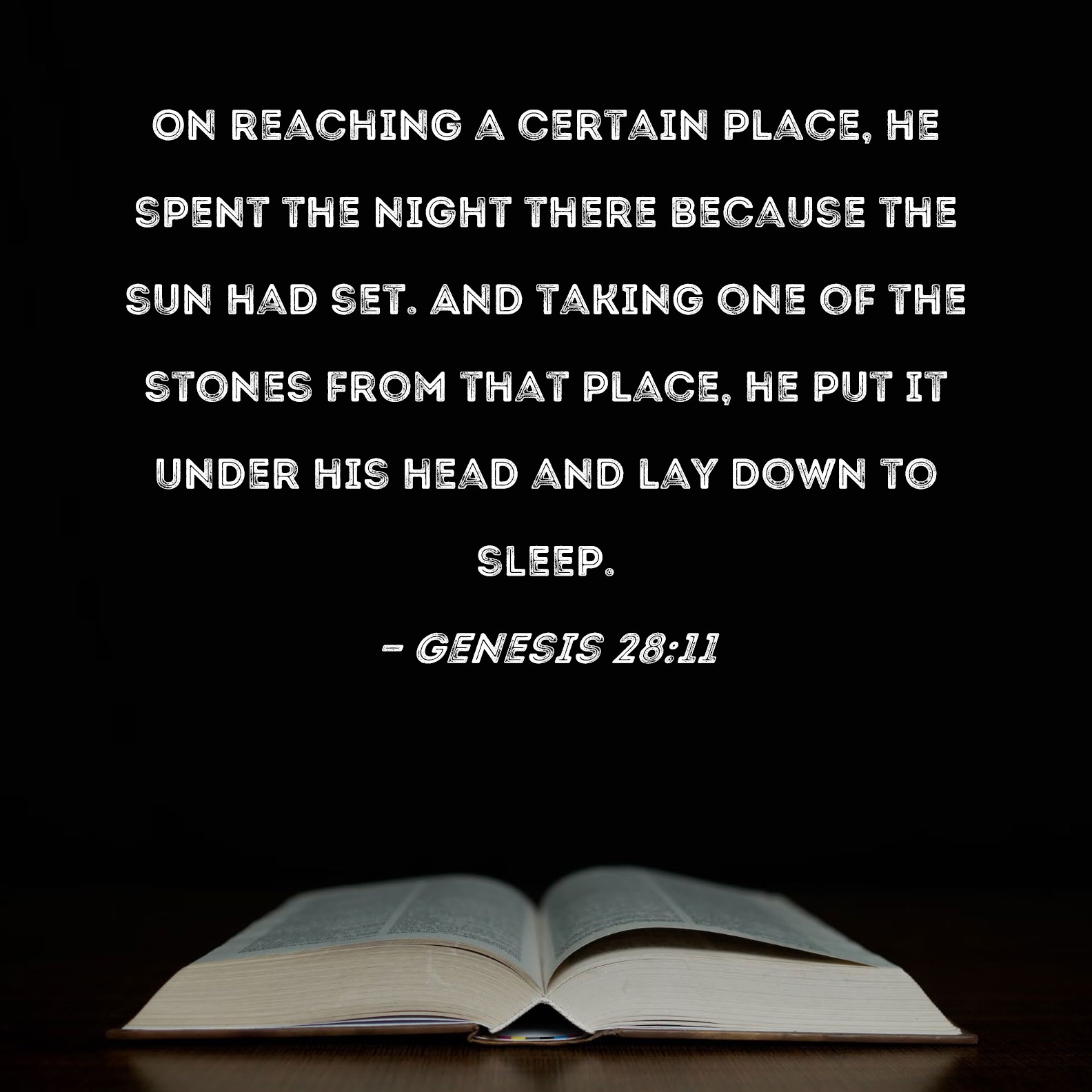 Genesis 2811 On reaching a certain place, he spent the night there