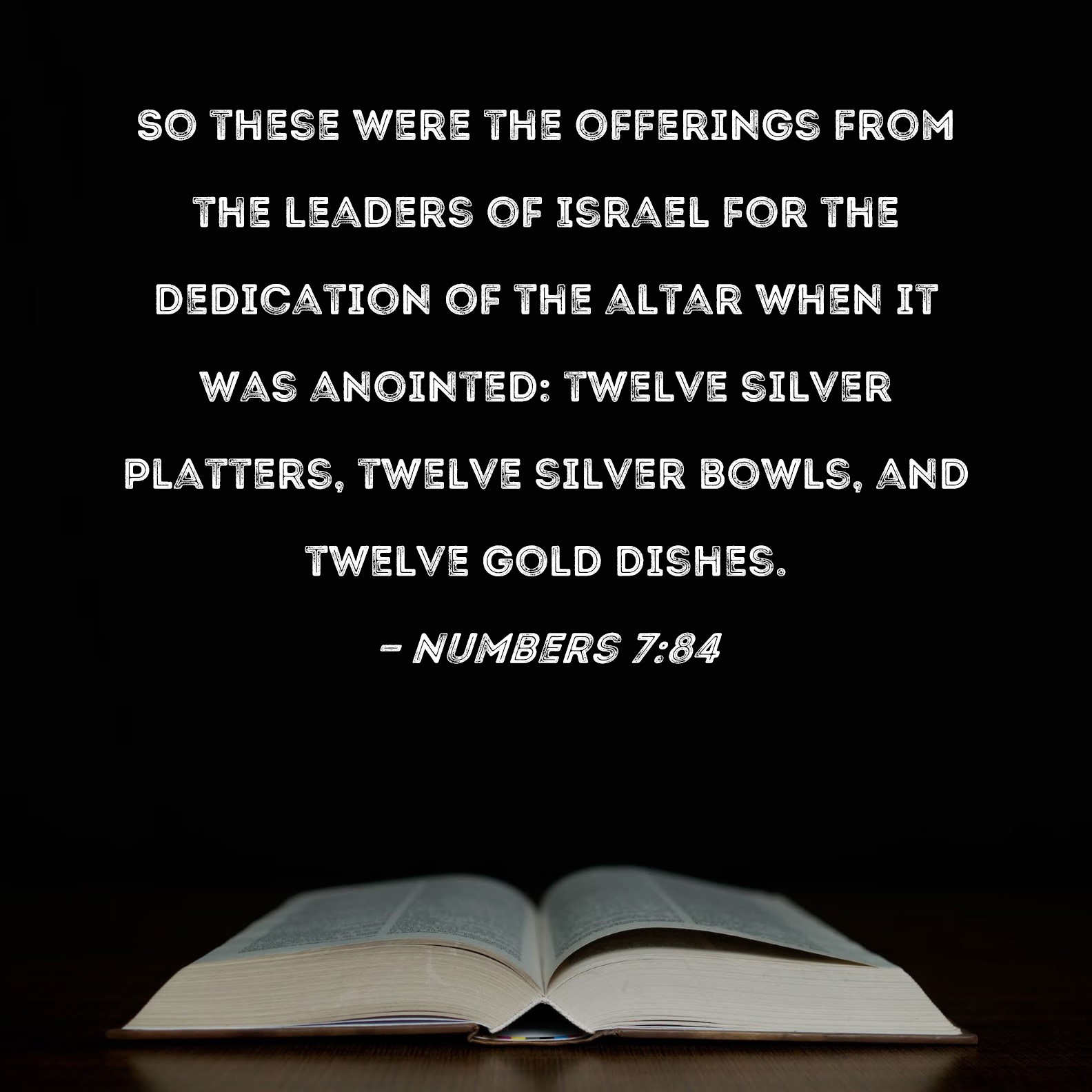 Numbers 784 So these were the offerings from the leaders of Israel for