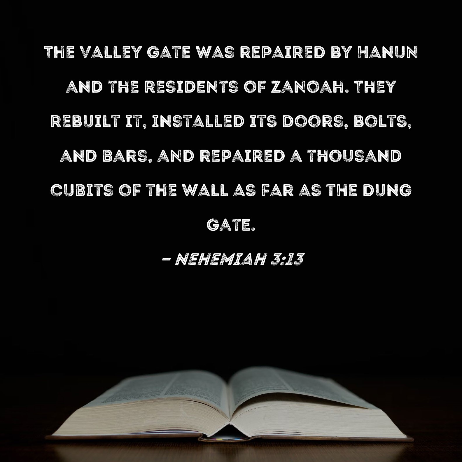 Nehemiah 313 The Valley Gate was repaired by Hanun and the residents