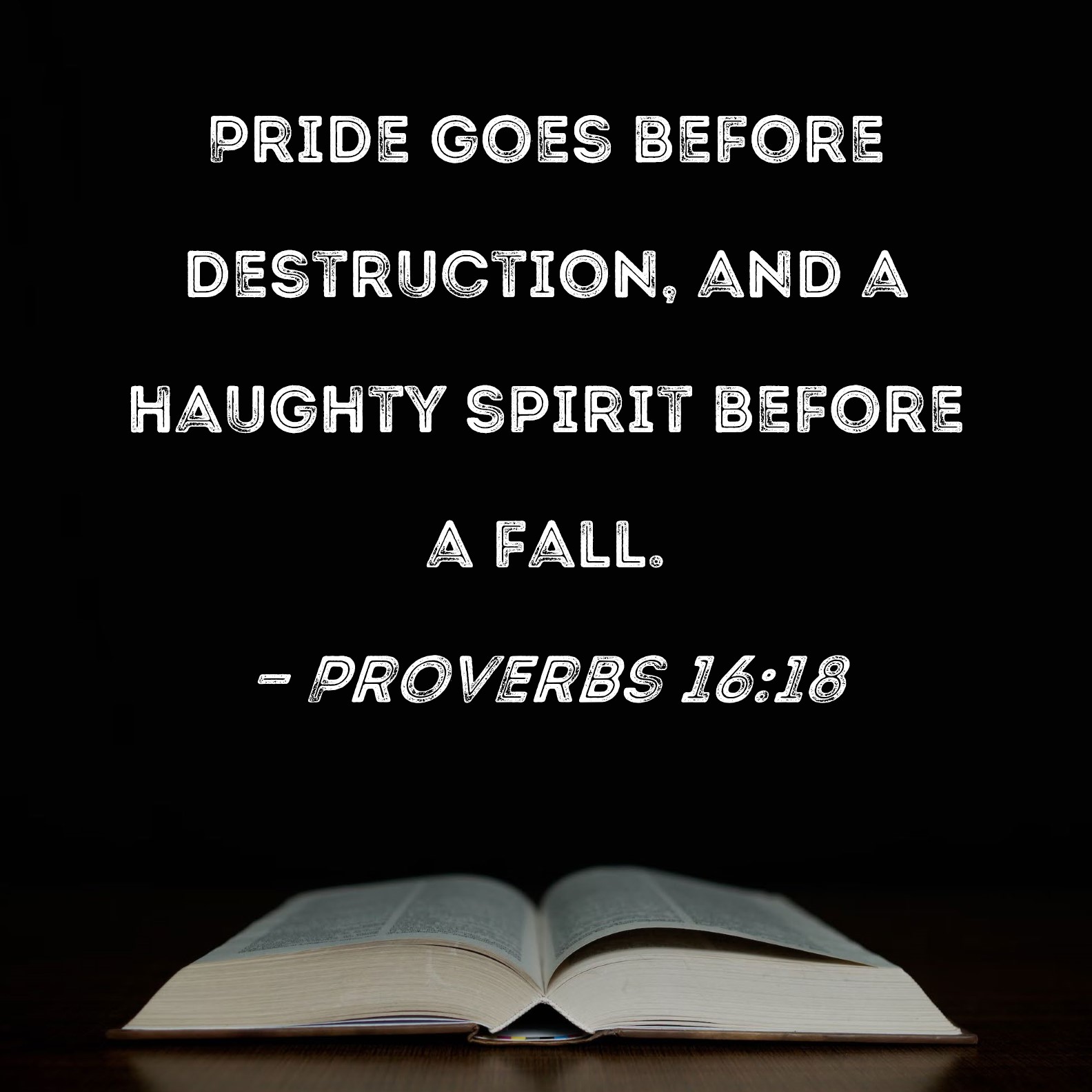 Proverbs 1618 Pride goes before destruction, and a haughty spirit