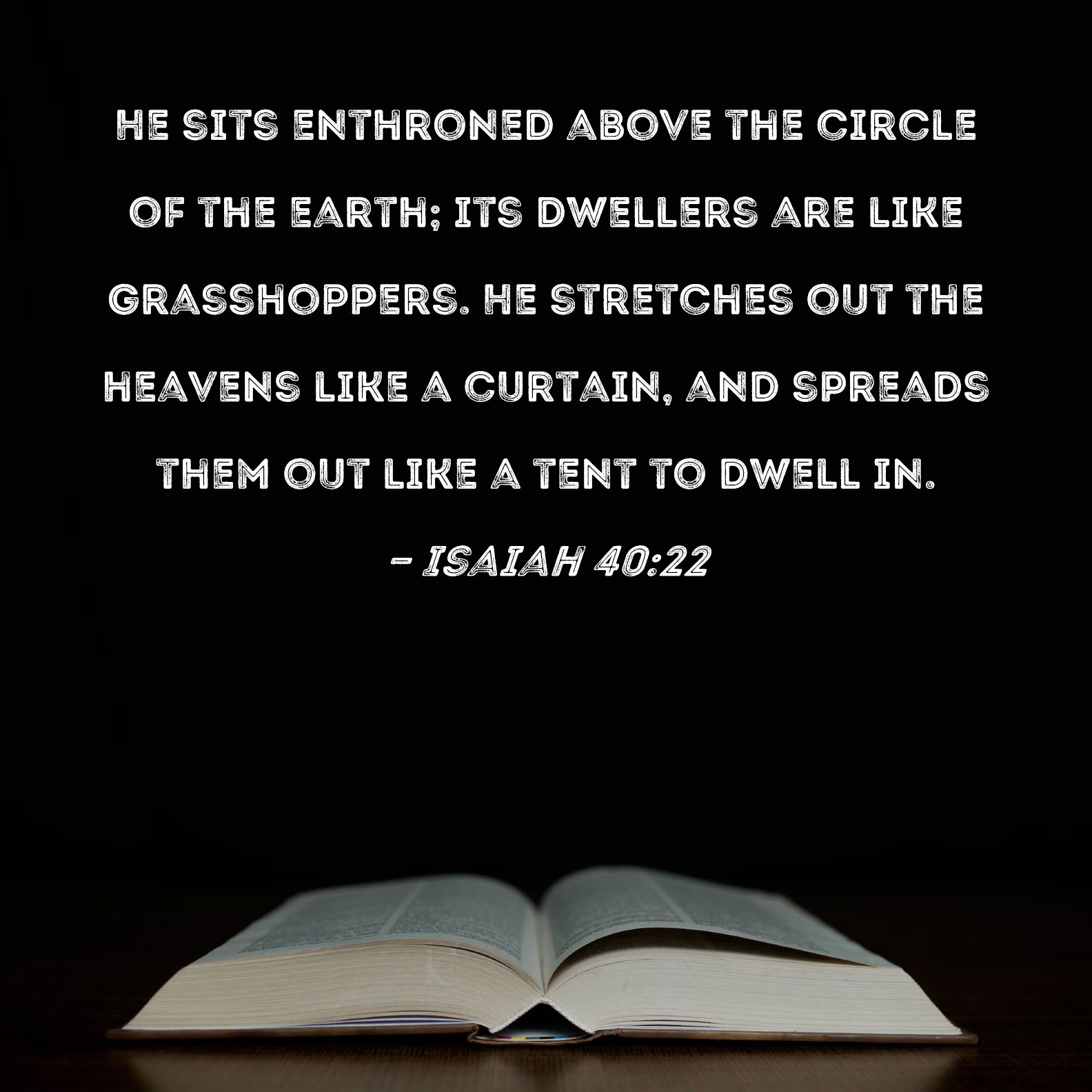 Isaiah 4022 He sits enthroned above the circle of the earth; its