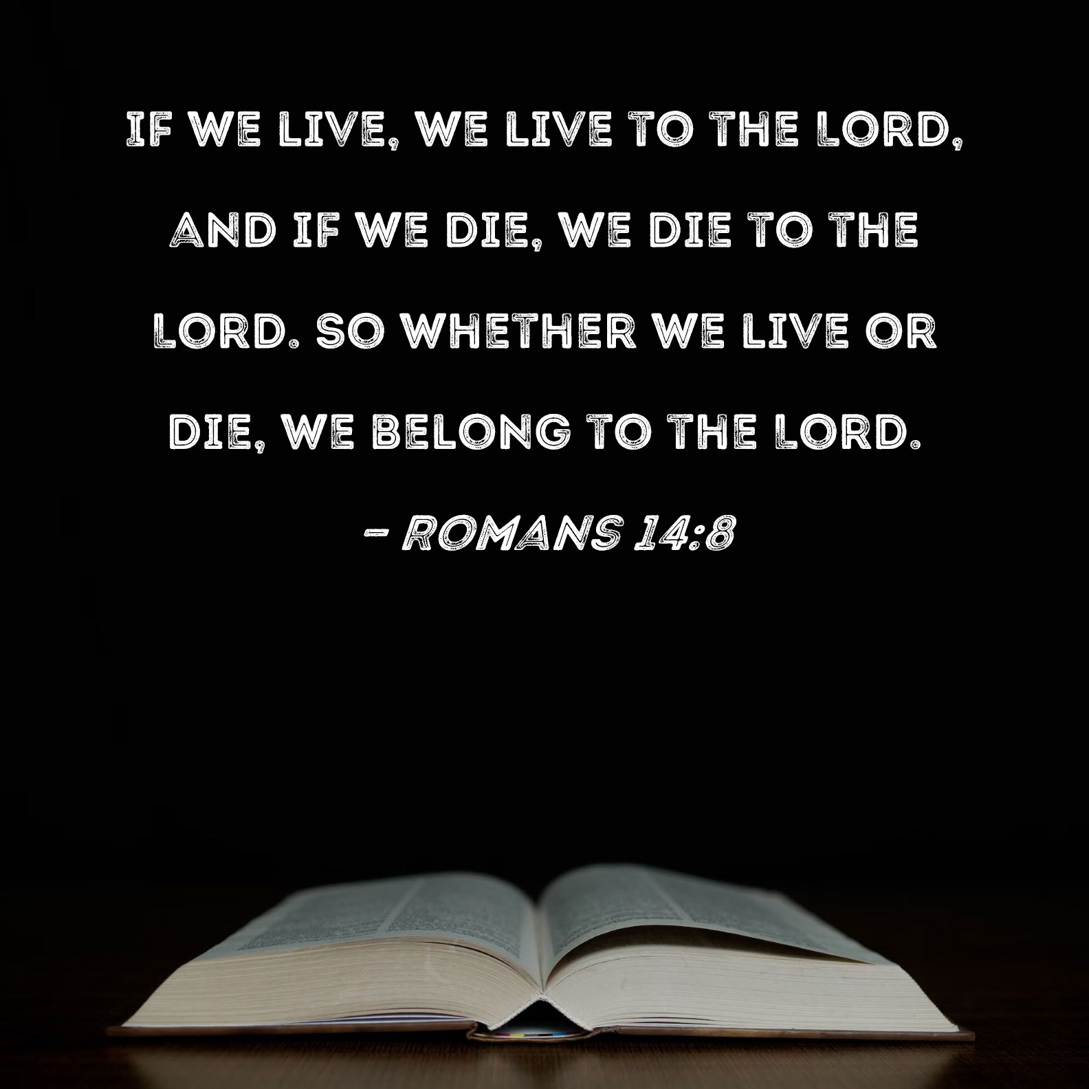 Romans 148 If we live, we live to the Lord, and if we die, we die to