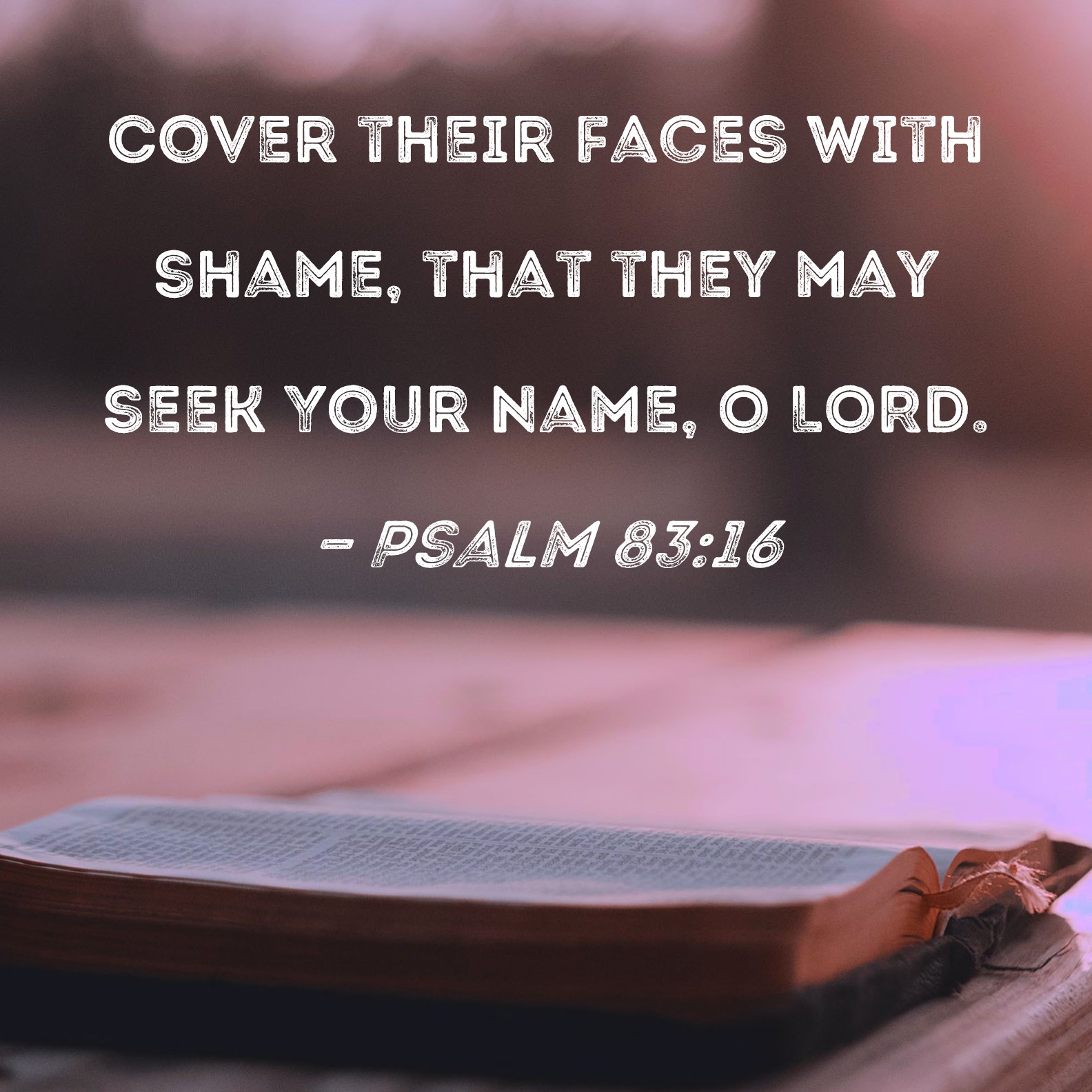 Psalm 8316 Cover their faces with shame, that they may seek Your name