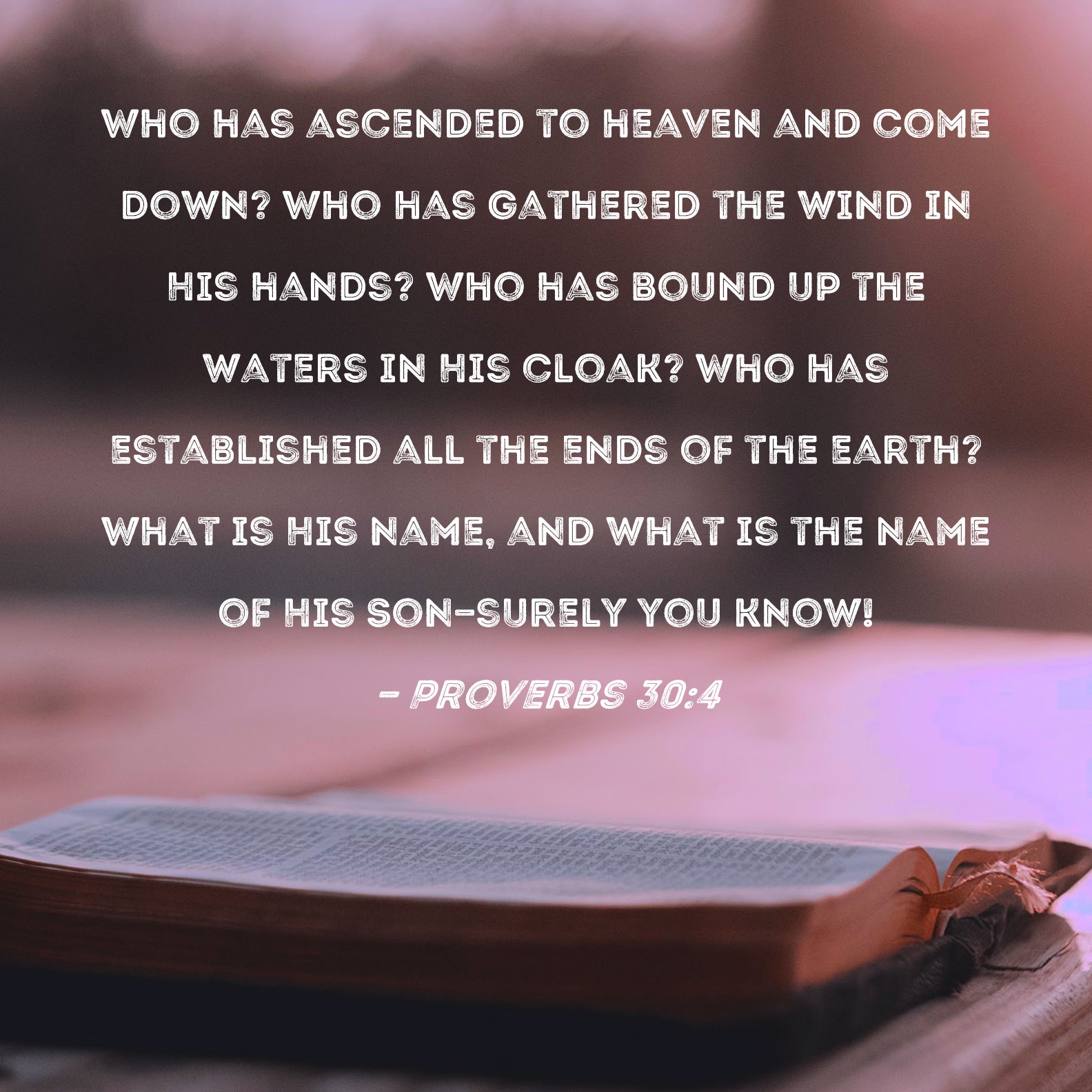 Proverbs 304 Who has ascended to heaven and come down? Who has