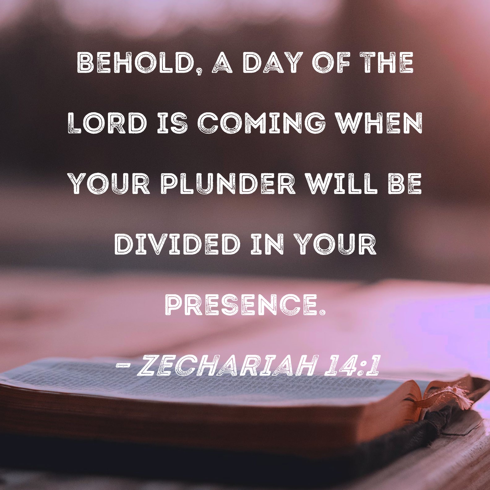 Zechariah 141 Behold, a day of the LORD is coming when your plunder