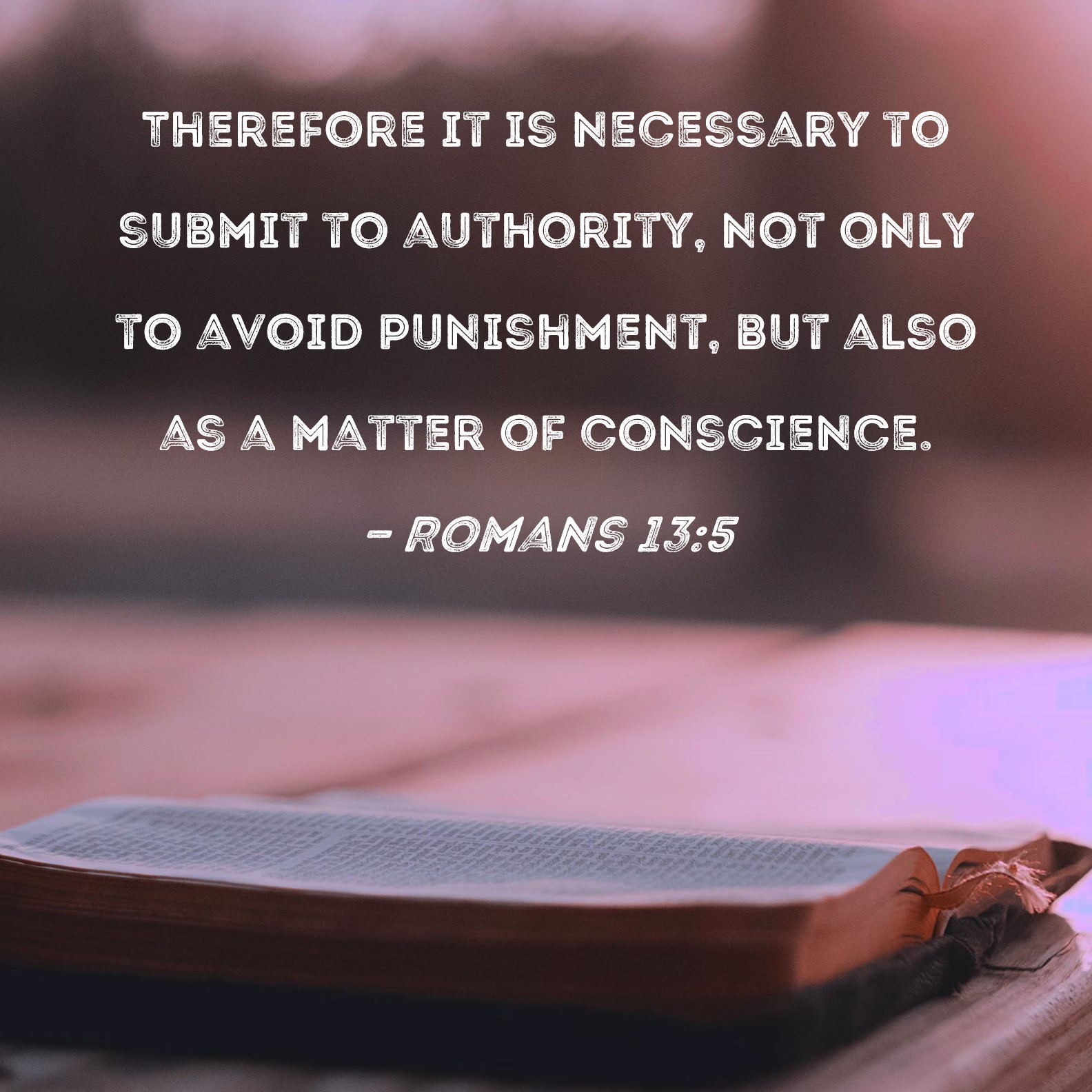 Romans 135 Therefore it is necessary to submit to authority, not only