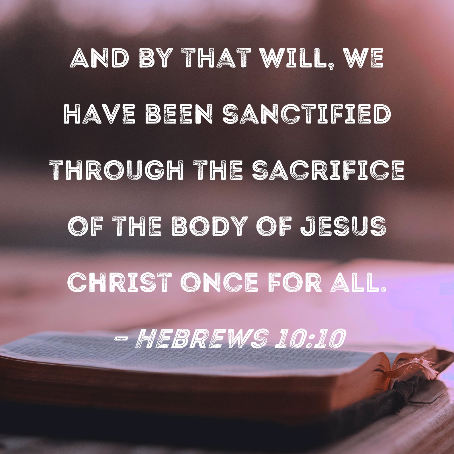 Hebrews 1010 And by that will, we have been sanctified through the