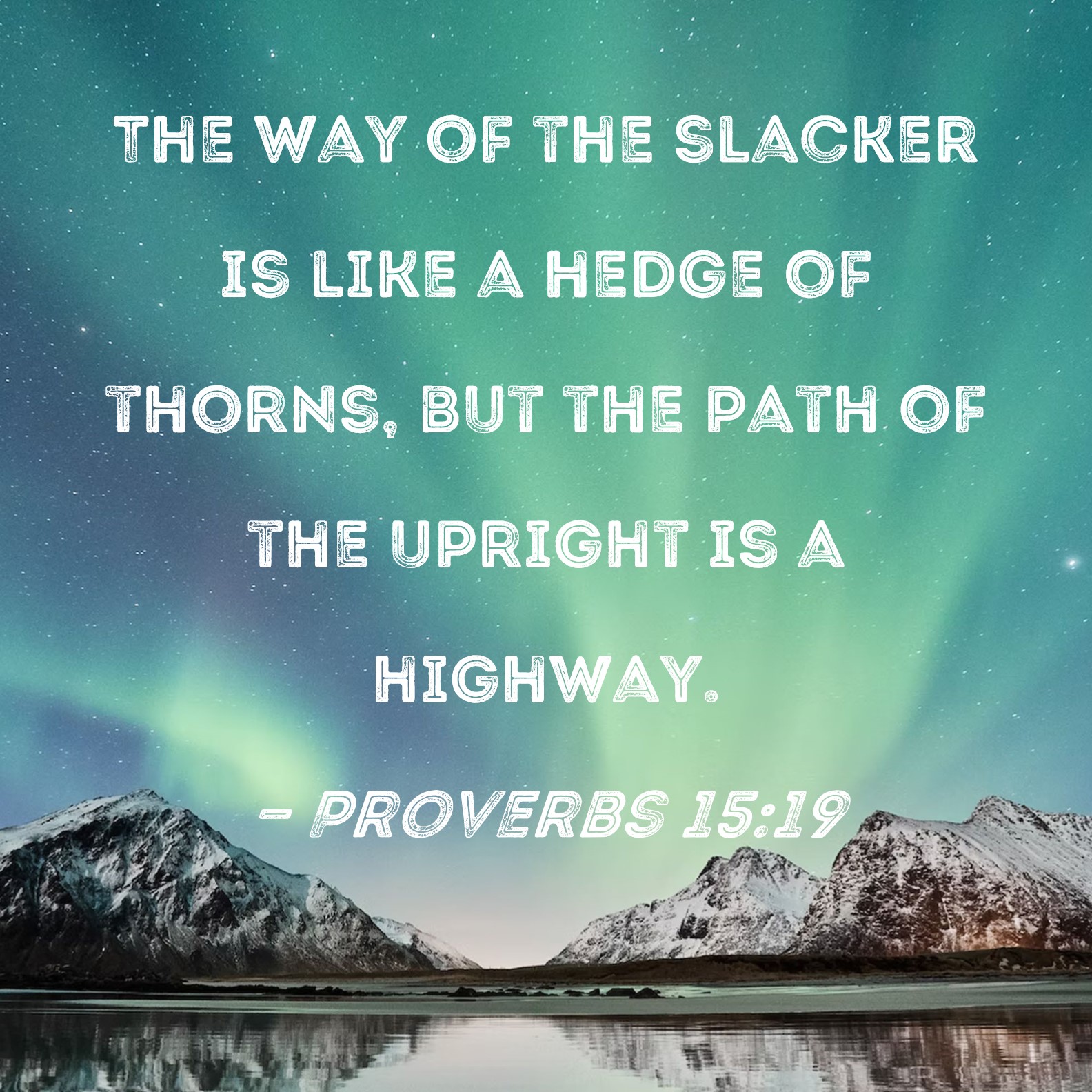 Proverbs 1519 The way of the slacker is like a hedge of thorns, but the path of the upright is