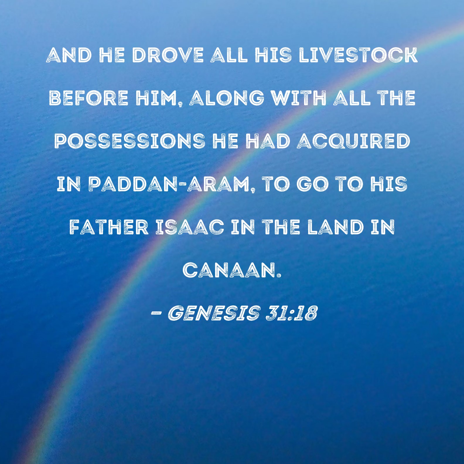 Genesis 3118 and he drove all his livestock before him, along with all