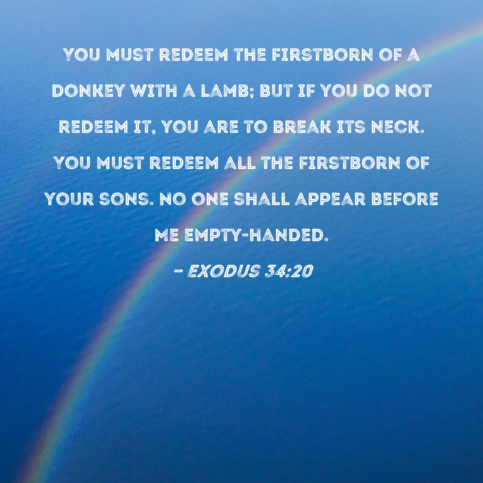 Exodus 3420 You must redeem the firstborn of a donkey with a lamb; but