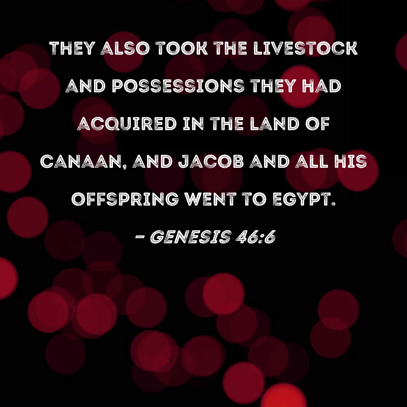 Genesis 466 They also took the livestock and possessions they had acquired in the land of