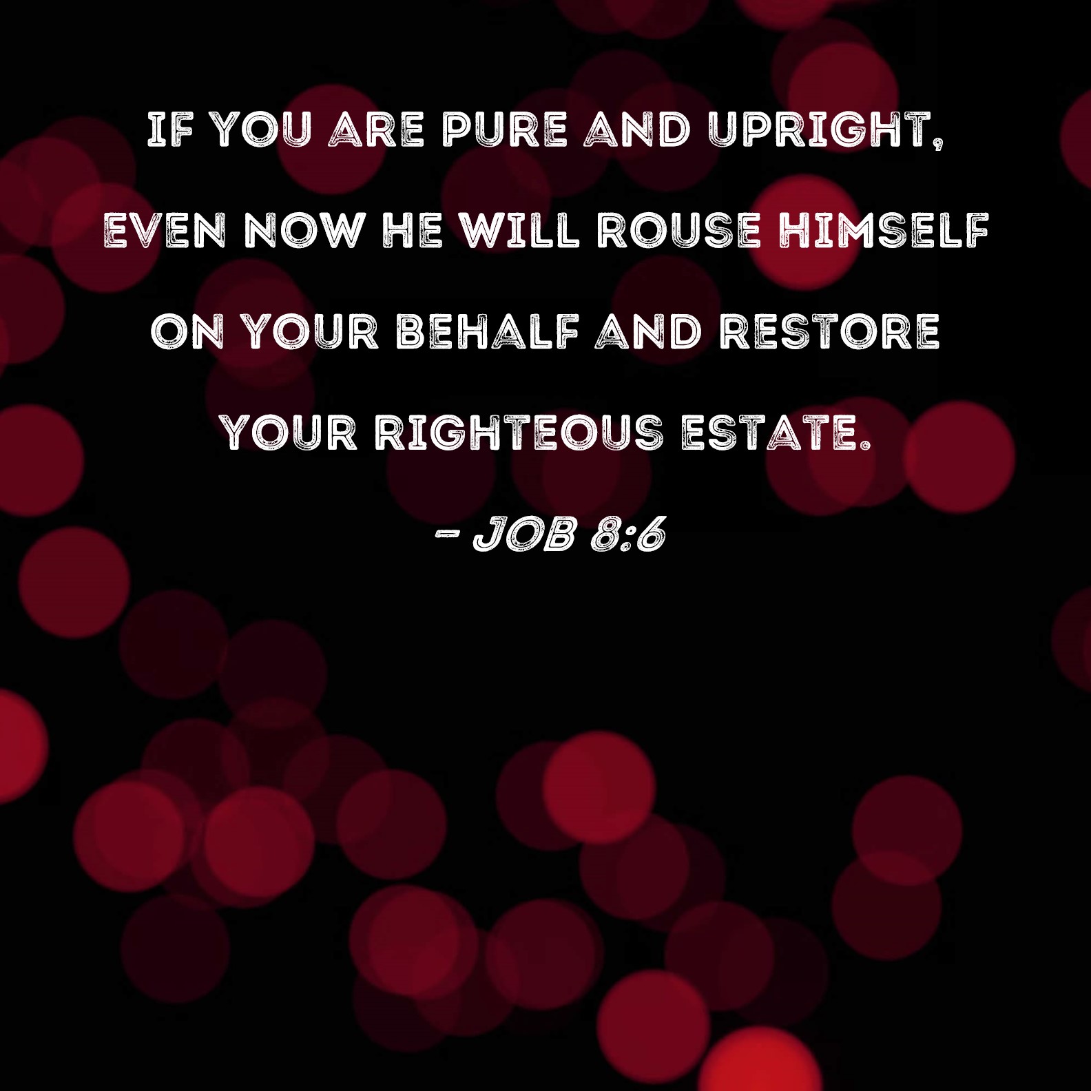 Job 86 if you are pure and upright, even now He will rouse Himself on