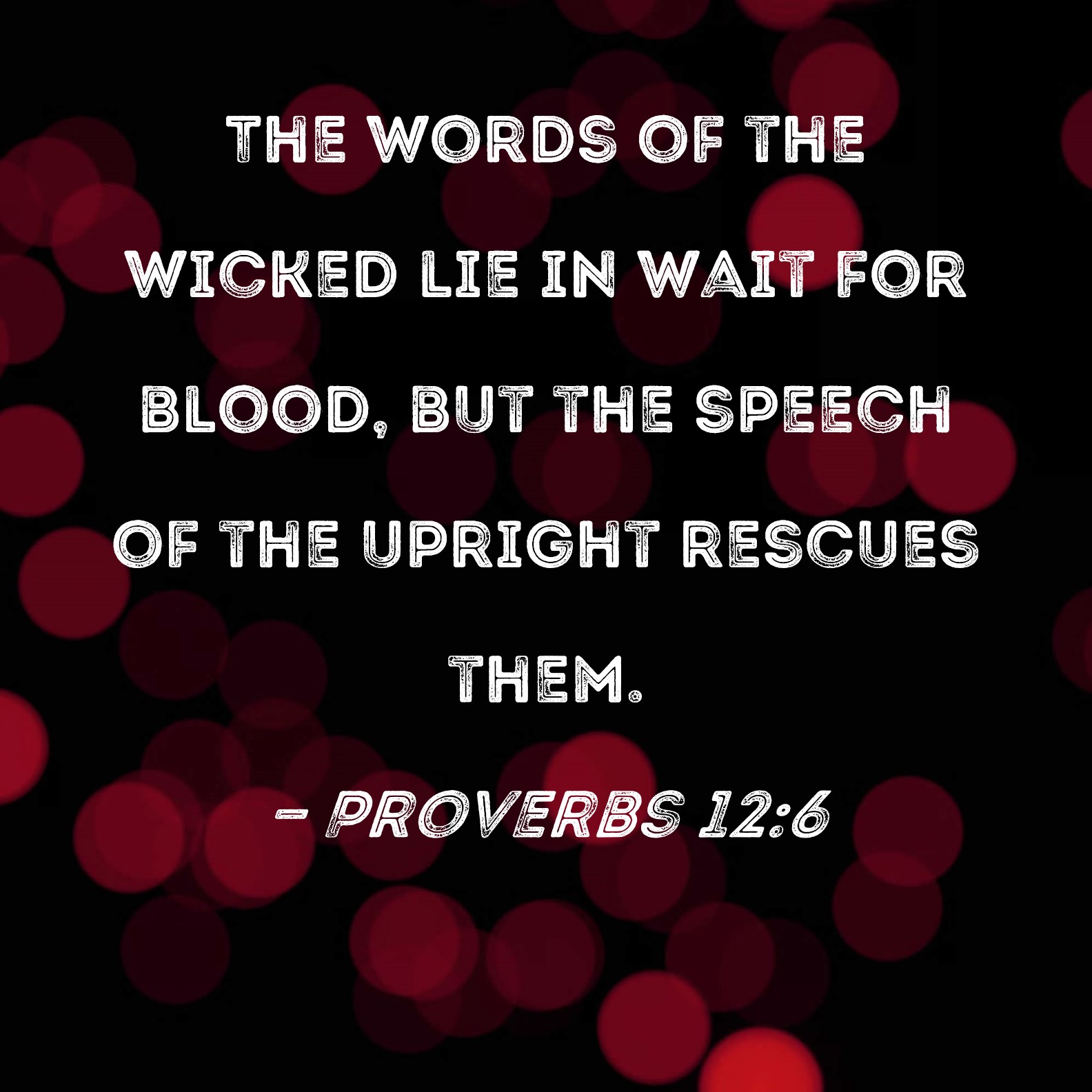Proverbs 126 The words of the wicked lie in wait for blood, but the