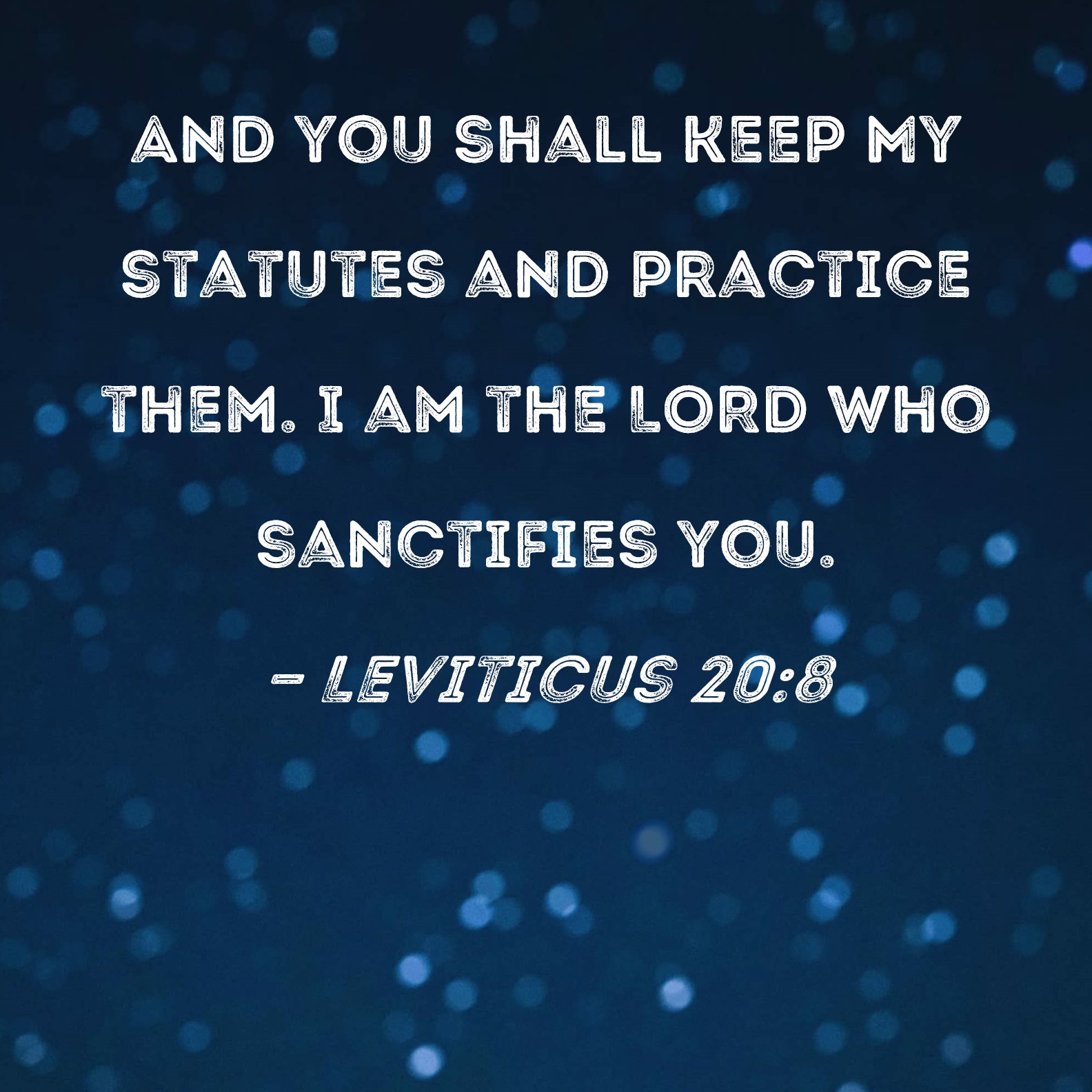 Leviticus 208 And you shall keep My statutes and practice them. I am