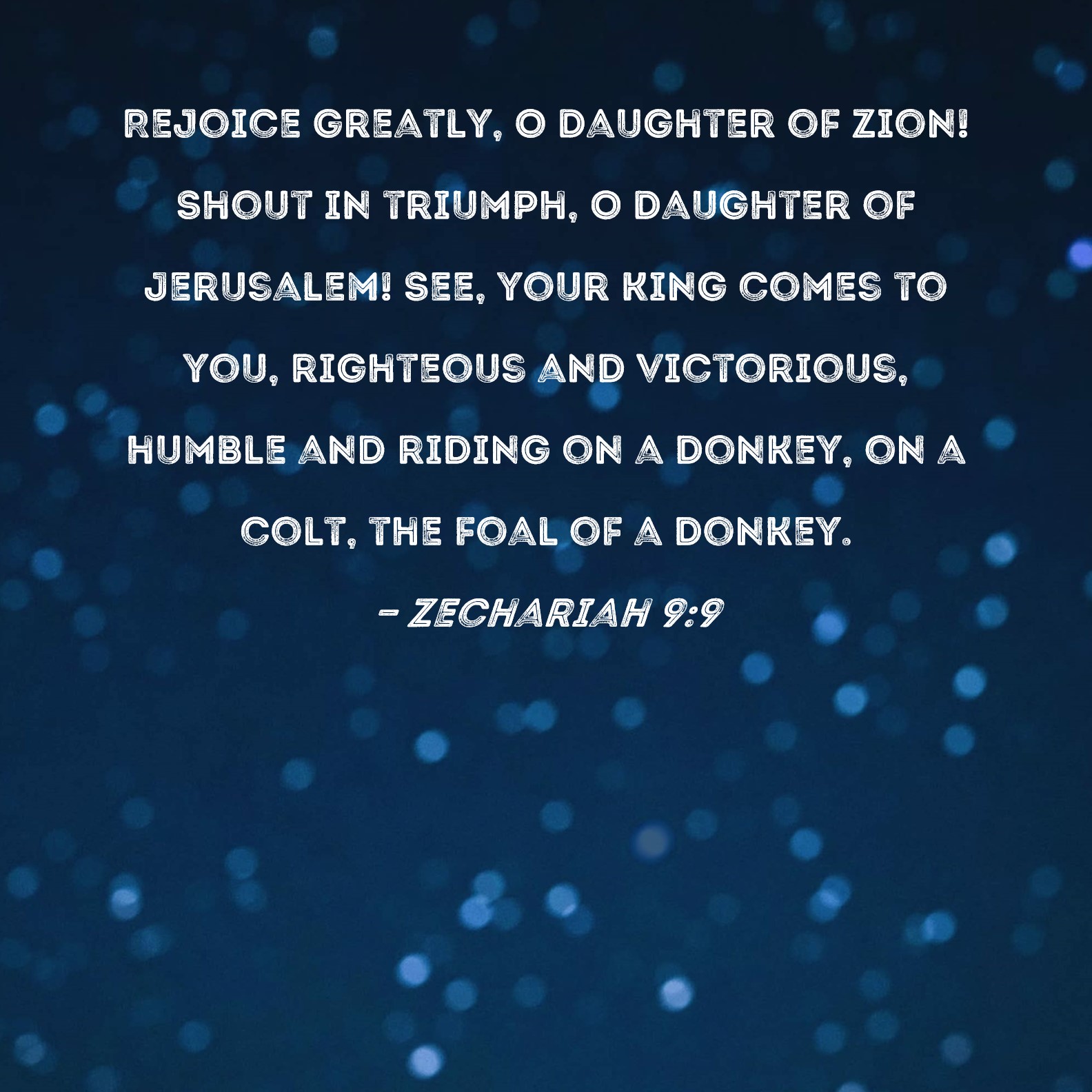 Zechariah 99 Rejoice greatly, O Daughter of Zion! Shout in triumph, O