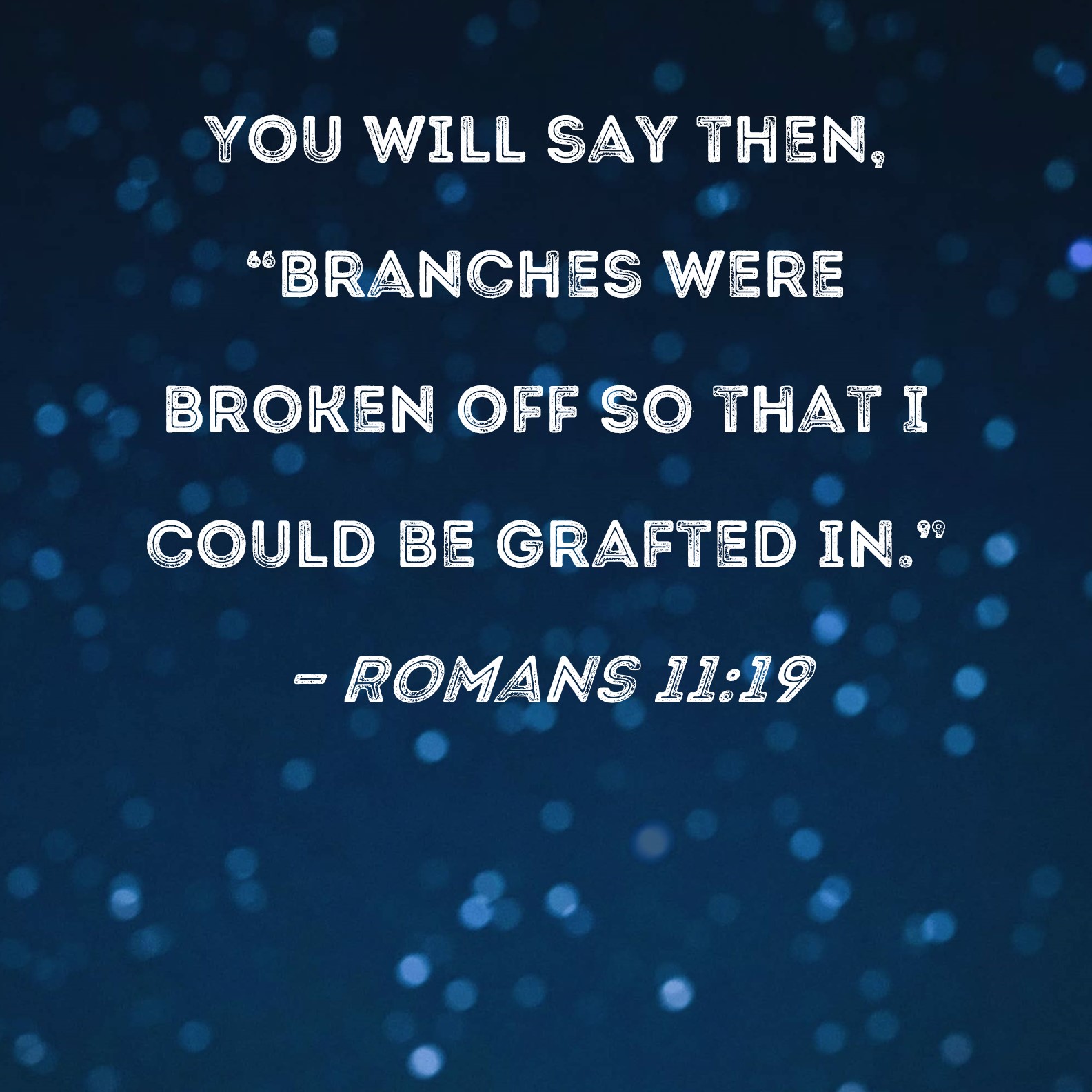 Romans 1119 You will say then, "Branches were broken off so that I
