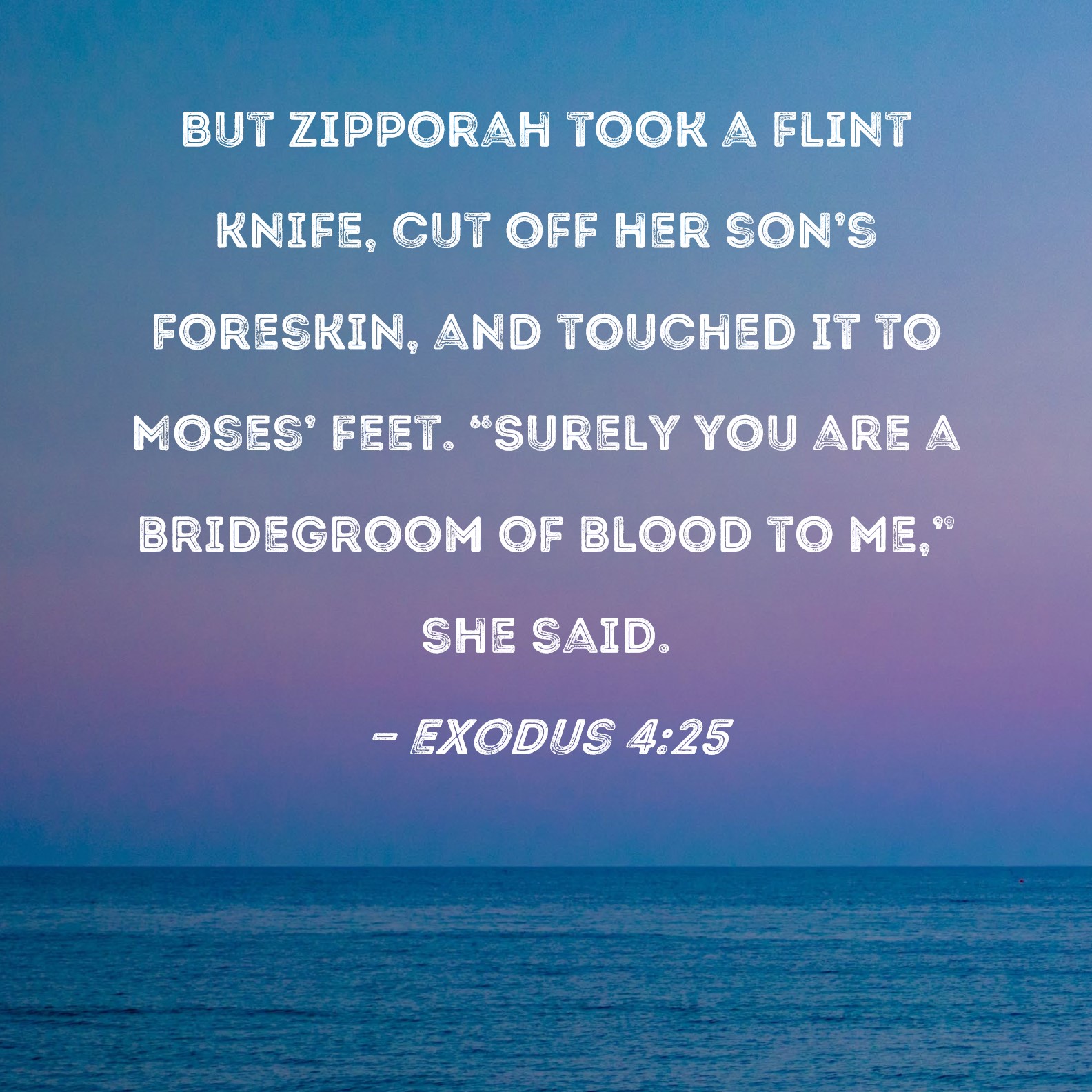 Exodus 425 But Zipporah took a flint knife, cut off her son's foreskin