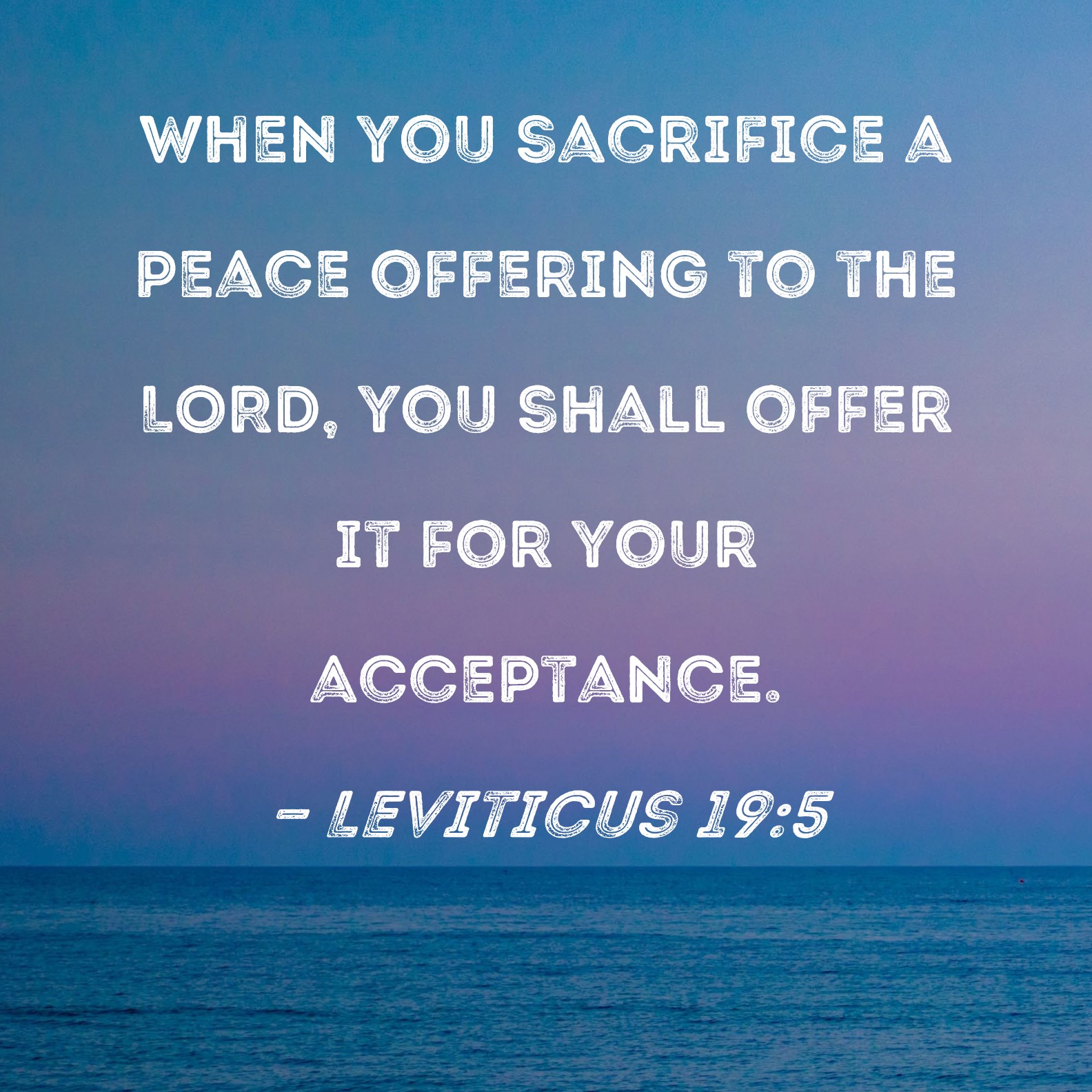 Leviticus 195 When you sacrifice a peace offering to the LORD, you