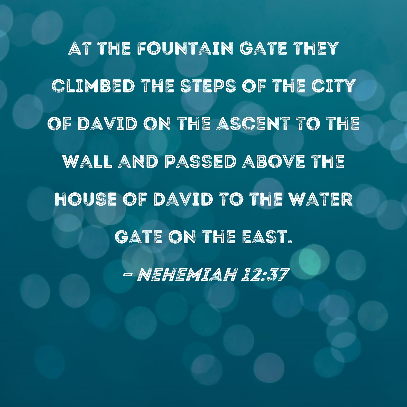 Nehemiah 1237 At the Fountain Gate they climbed the steps of the City