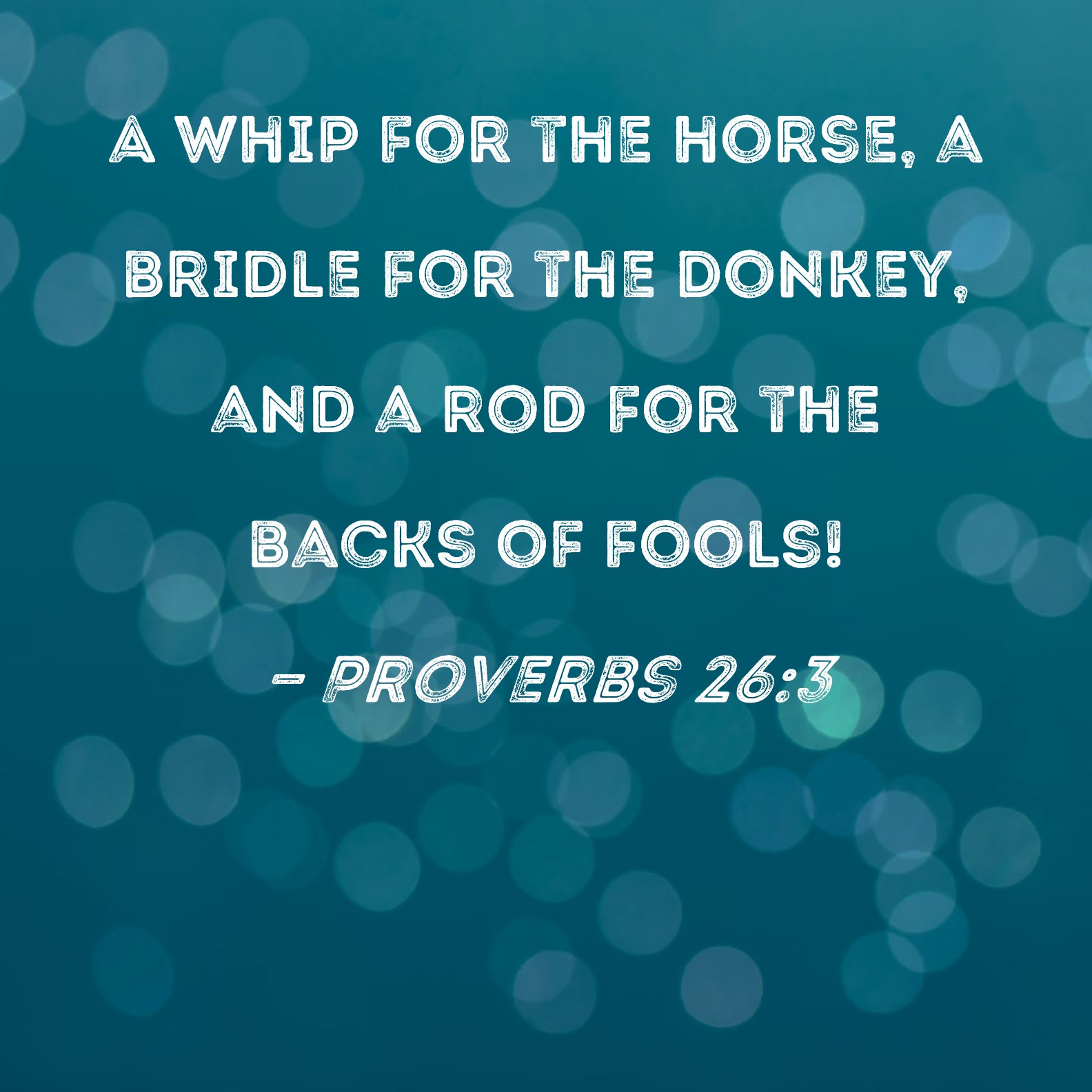 Proverbs 263 A whip for the horse, a bridle for the donkey, and a rod