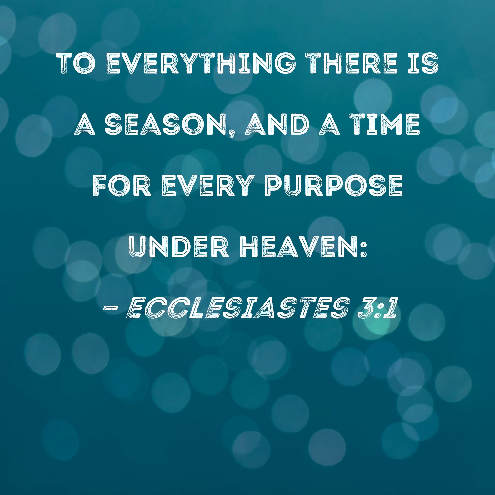 Ecclesiastes 31 To everything there is a season, and a time for every