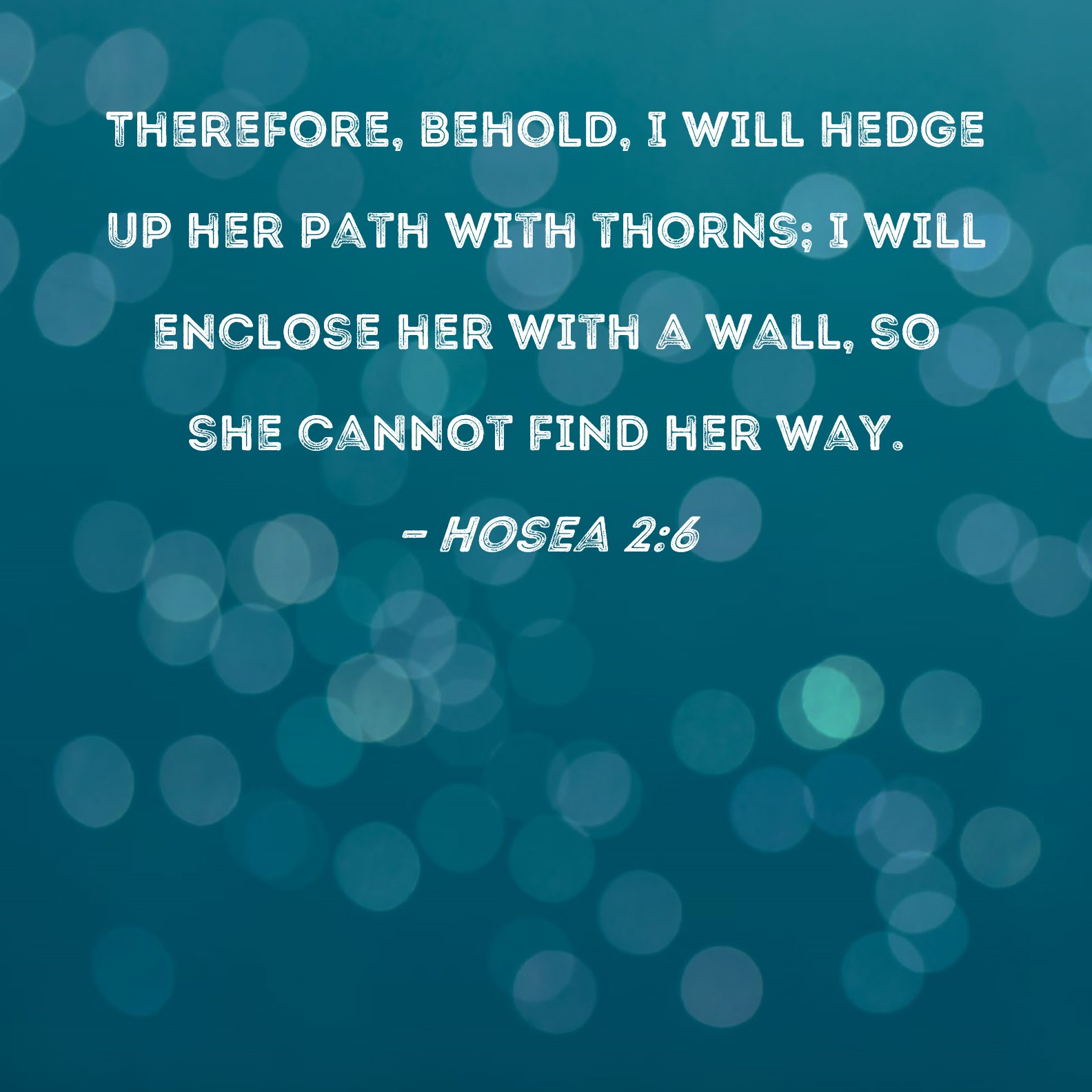 Hosea 26 Therefore, behold, I will hedge up her path with thorns; I