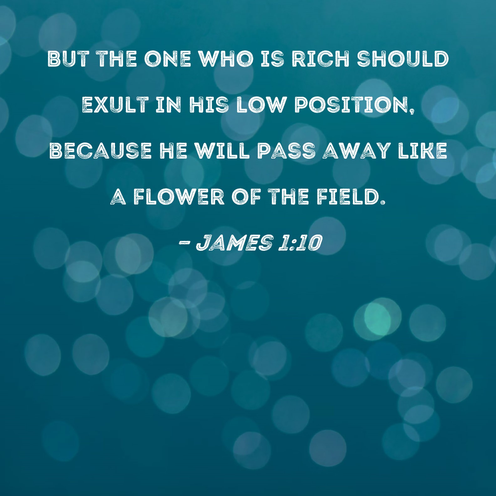 James 110 But the one who is rich should exult in his low position
