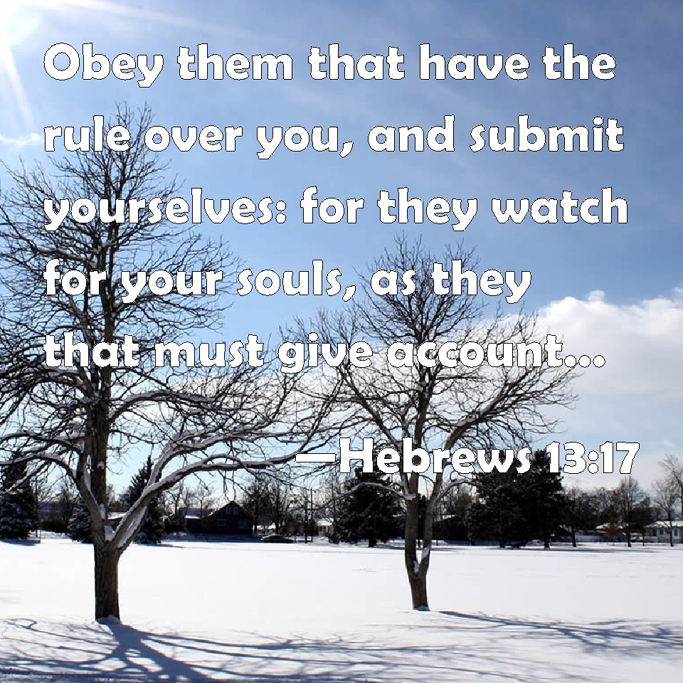 Hebrews 1317 Obey them that have the rule over you, and submit