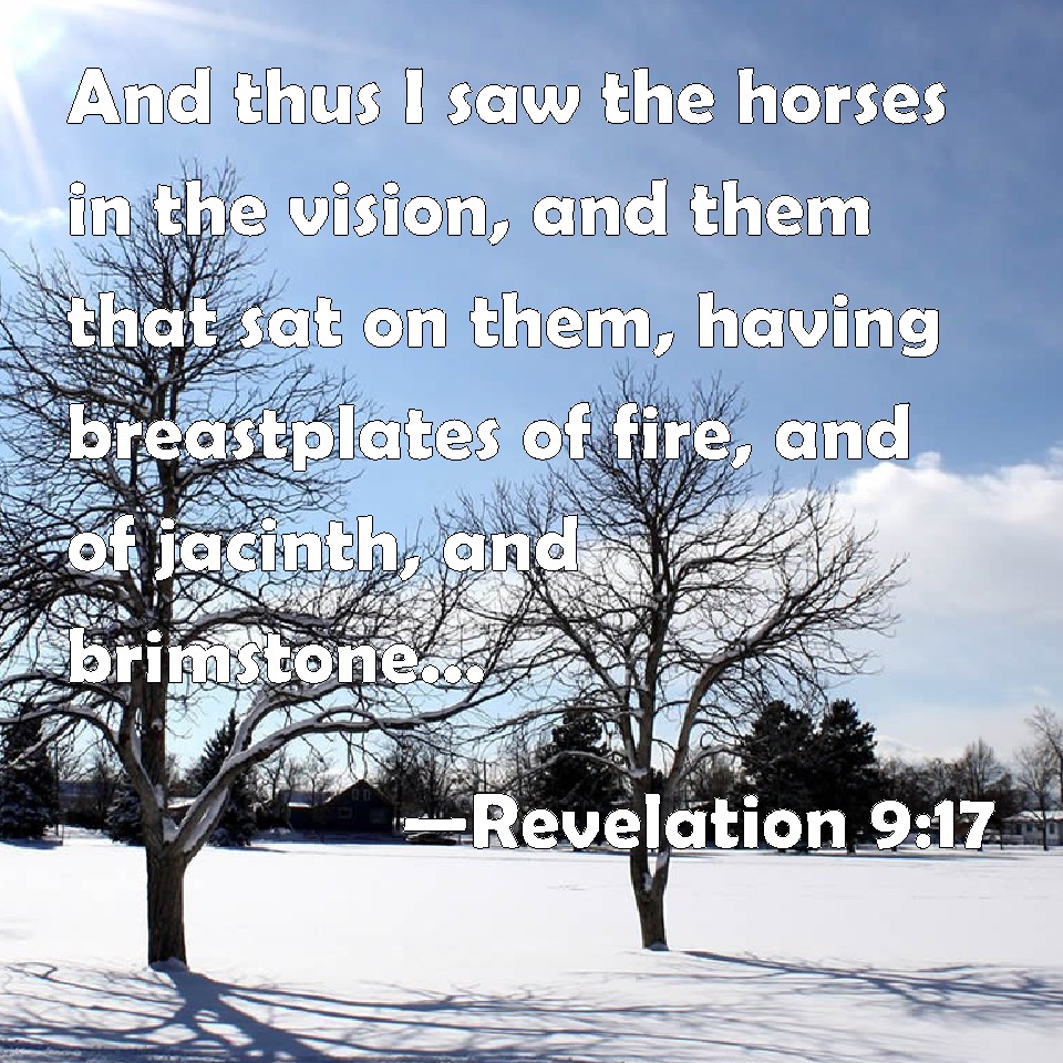 Revelation 917 And thus I saw the horses in the vision, and them that