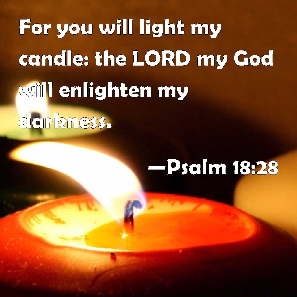 Psalm 1828 For you will light my candle the LORD my God will