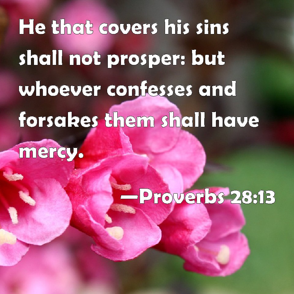 Proverbs 2813 He that covers his sins shall not prosper but whoever