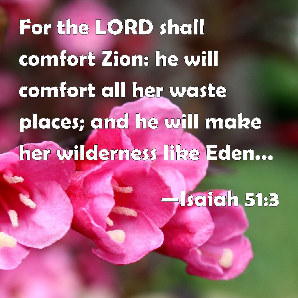 Isaiah 513 For the LORD shall comfort Zion he will comfort all her