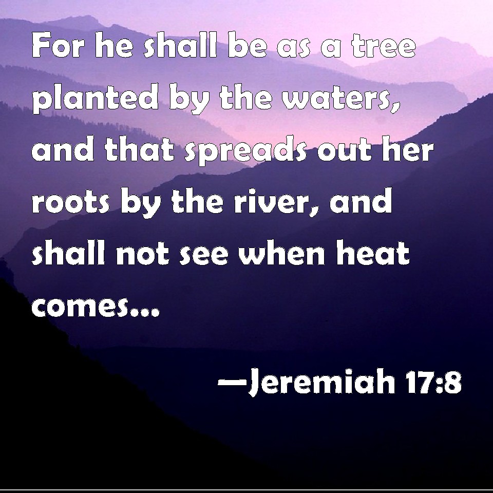 Jeremiah 178 For he shall be as a tree planted by the waters, and that