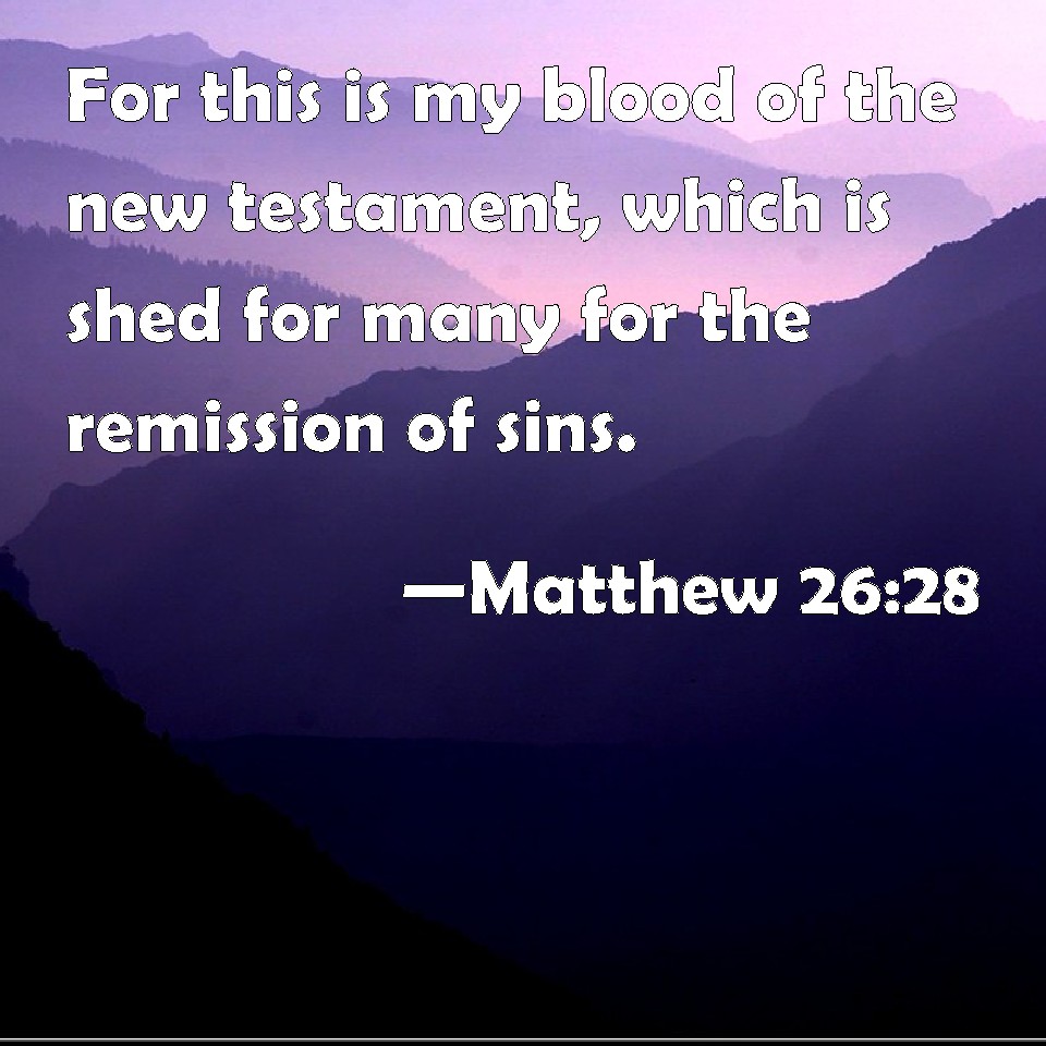 Matthew 2628 For this is my blood of the new testament, which is shed