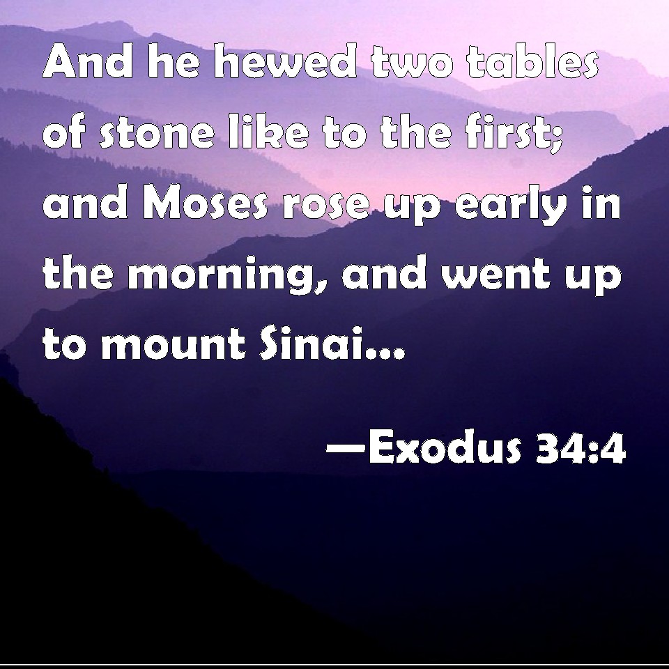 Exodus 344 And he hewed two tables of stone like to the first; and