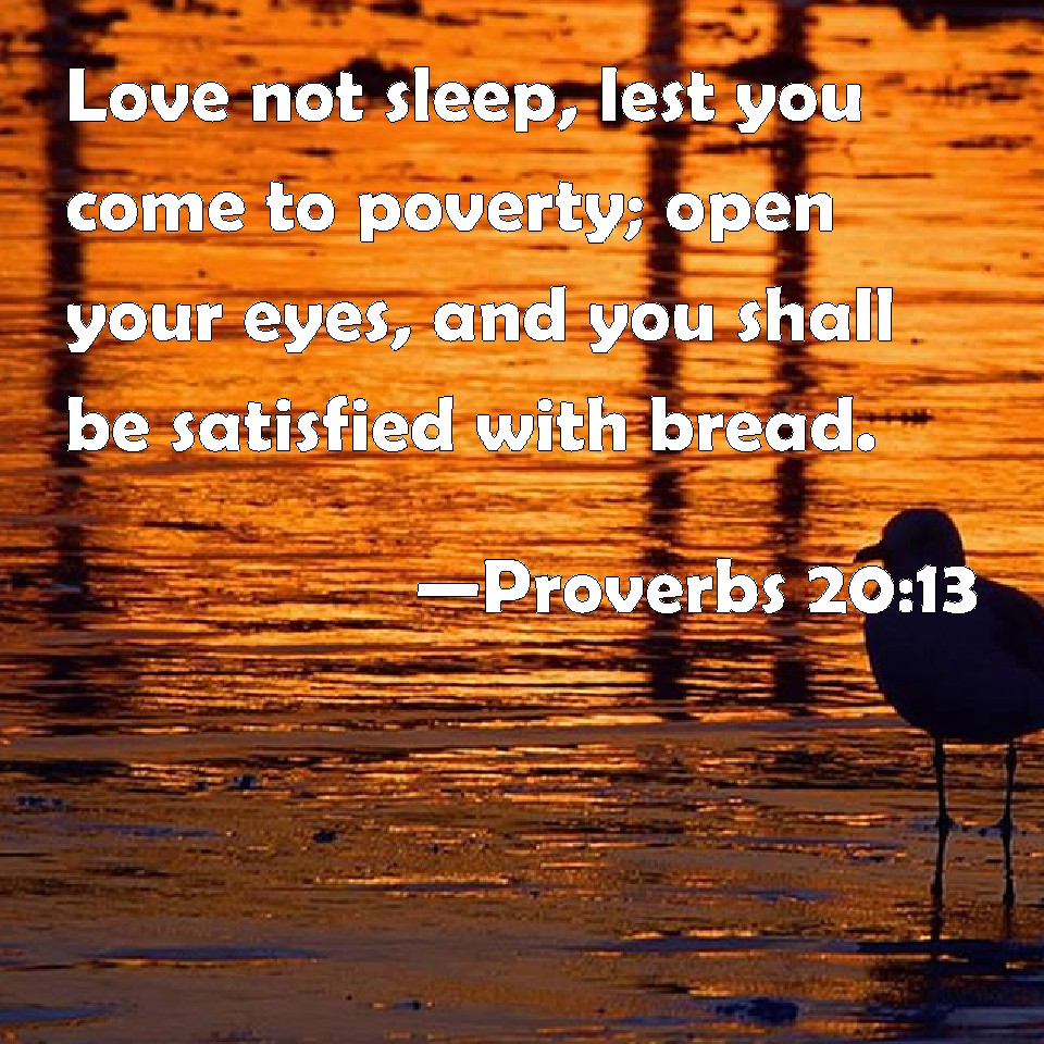 Proverbs 2013 Love not sleep, lest you come to poverty; open your eyes