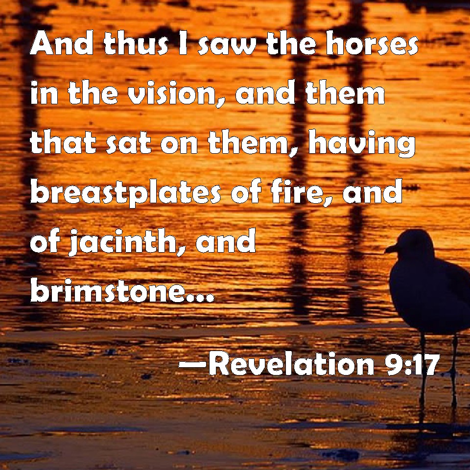 Revelation 917 And thus I saw the horses in the vision, and them that