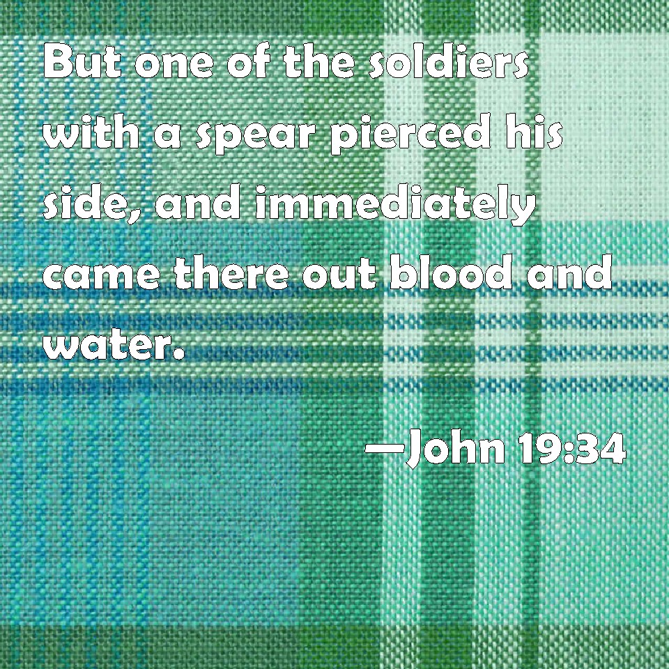 John 1934 But one of the soldiers with a spear pierced his side, and